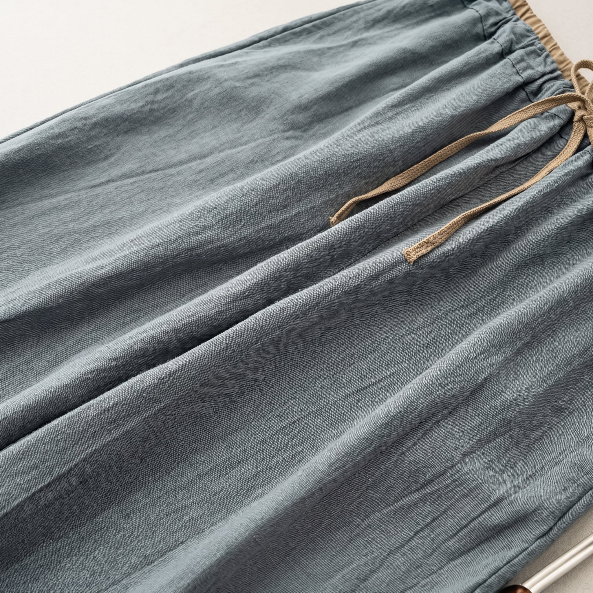 Heidi - Women's Summer High-Waisted Drawstring Waist Trousers - Pants & Trousers - Blue - Taylor & Bennett