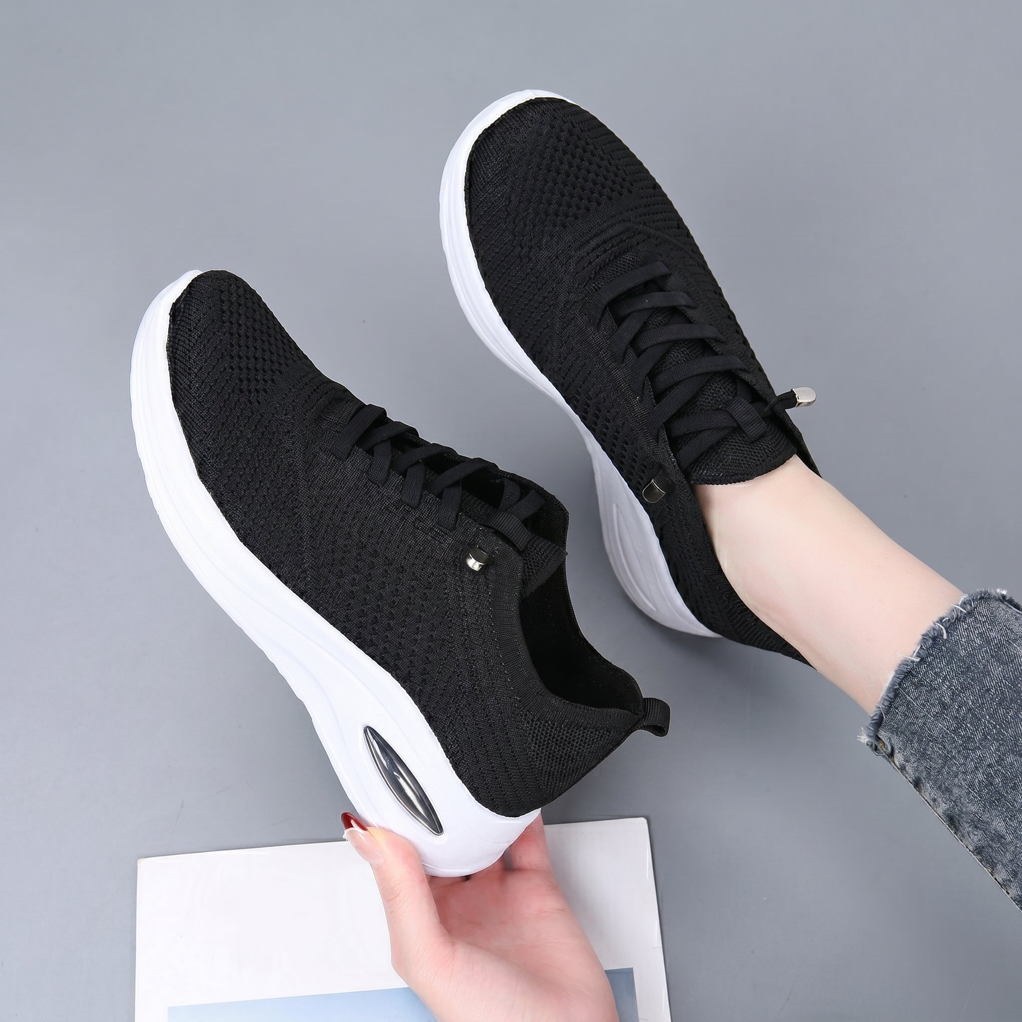 Helene - Women's Orthopaedic Cushioned Trainers - Orthopaedic Shoes - Black - Taylor & Bennett