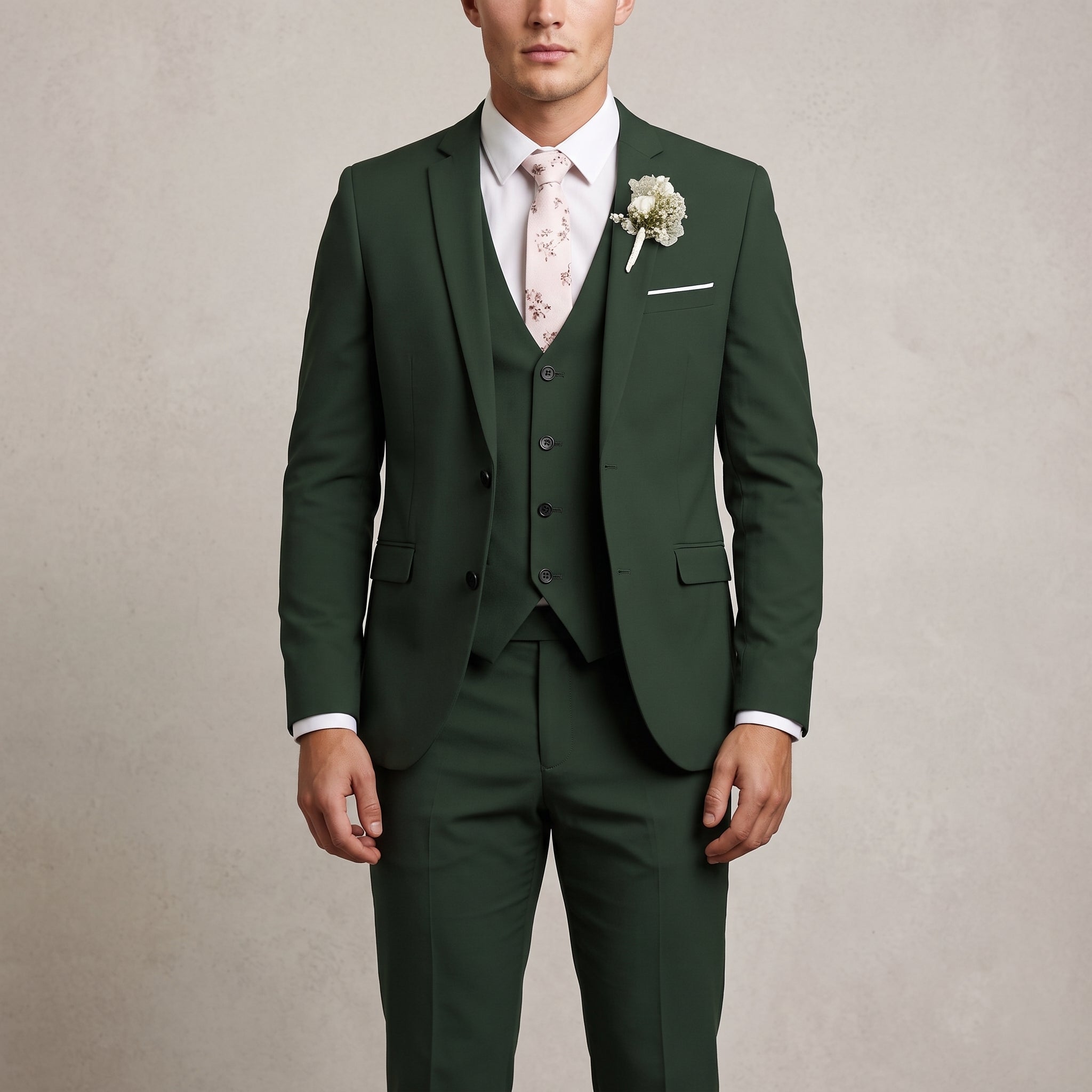 Henry – Men's Three-Piece Slim Fit Notch Lapel Wedding Guest Suit - Suits - Green - Taylor & Bennett
