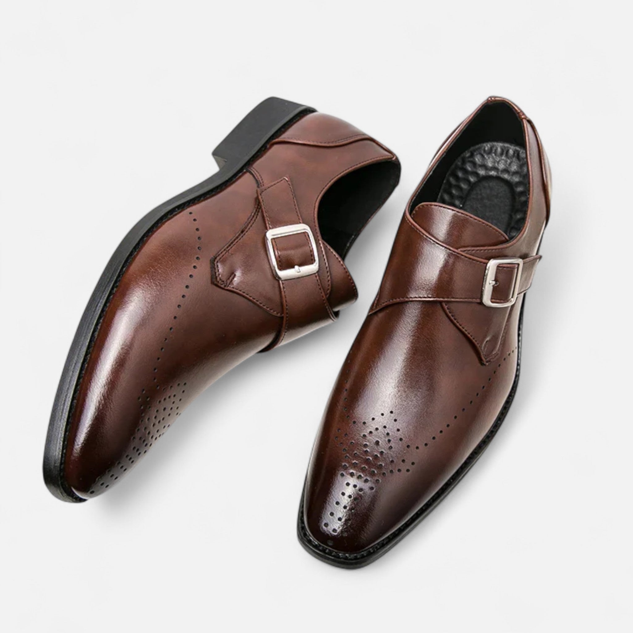James - Men's Formal Monk Strap Brogue Wedding Dress Shoes