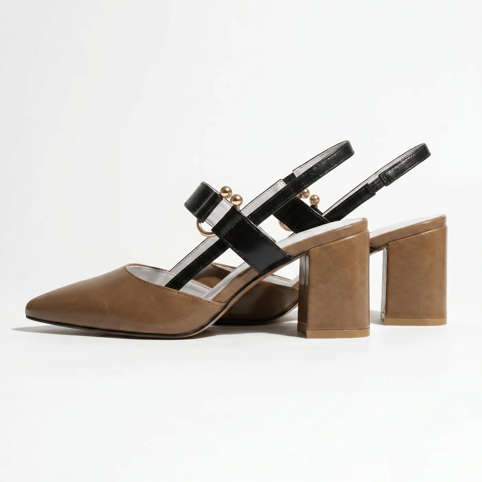 Isabella - Women's Pointed Toe Block Heels - Heels - Brown - Taylor & Bennett