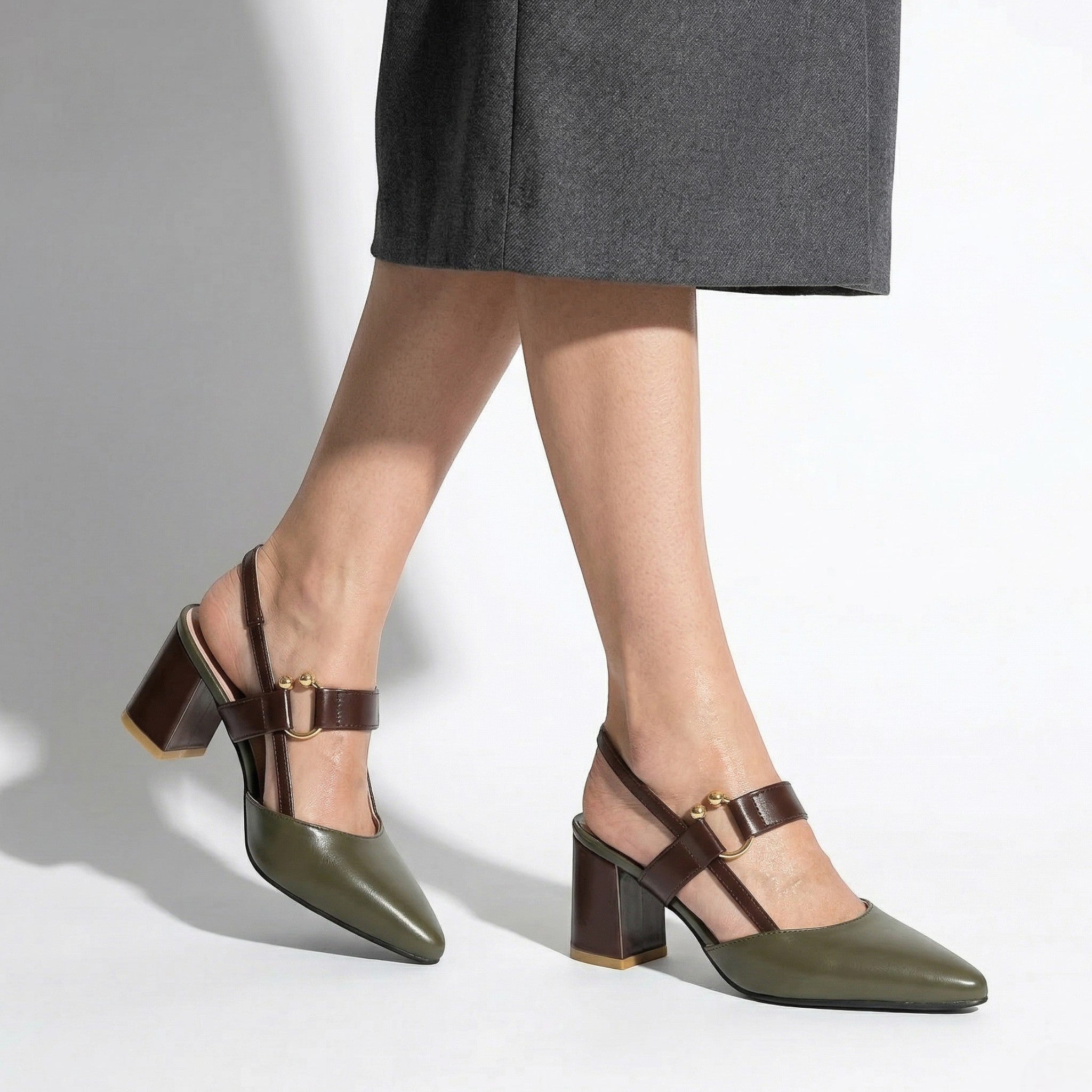 Isabella - Women's Pointed Toe Block Heels - Sandals - Green - Taylor & Bennett