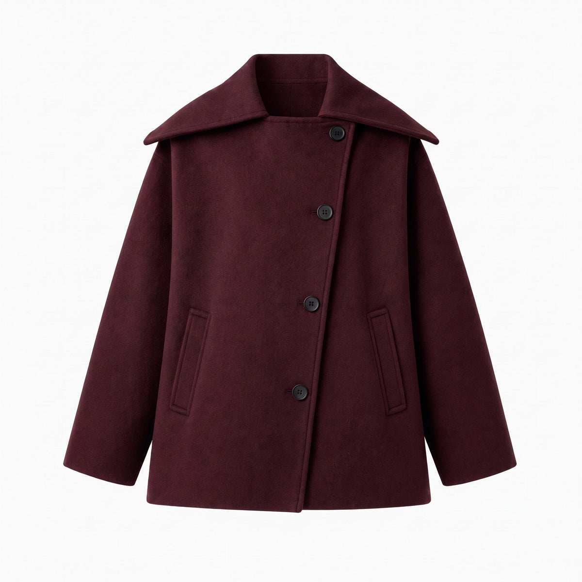 Isabelle - Women's Oversized Longline Wool-Look Coat - Coats & Jackets - Dark Red - Taylor & Bennett