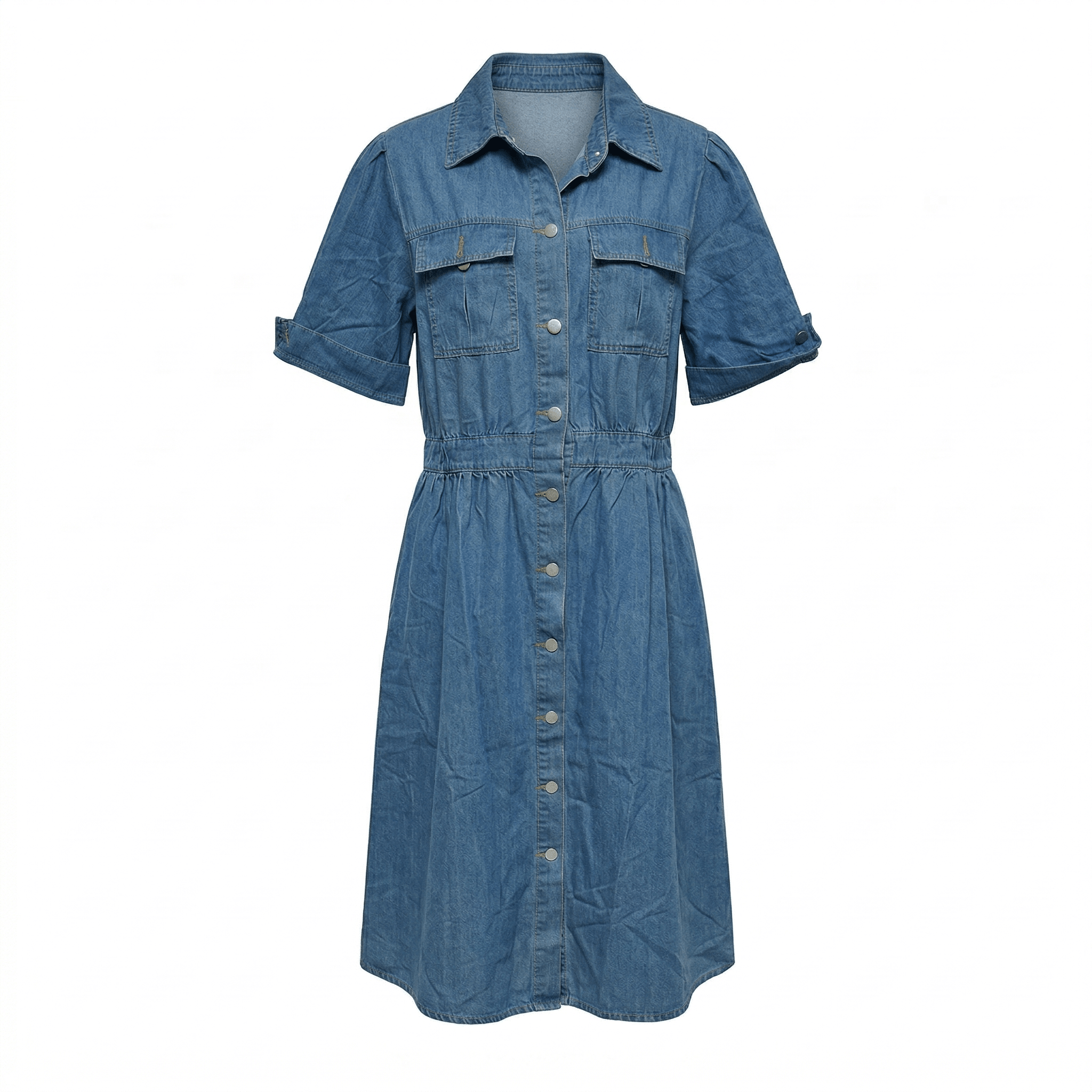 Isabelle – Women's Summer Denim Midi Dress - Midi Dress - Blue - Taylor & Bennett
