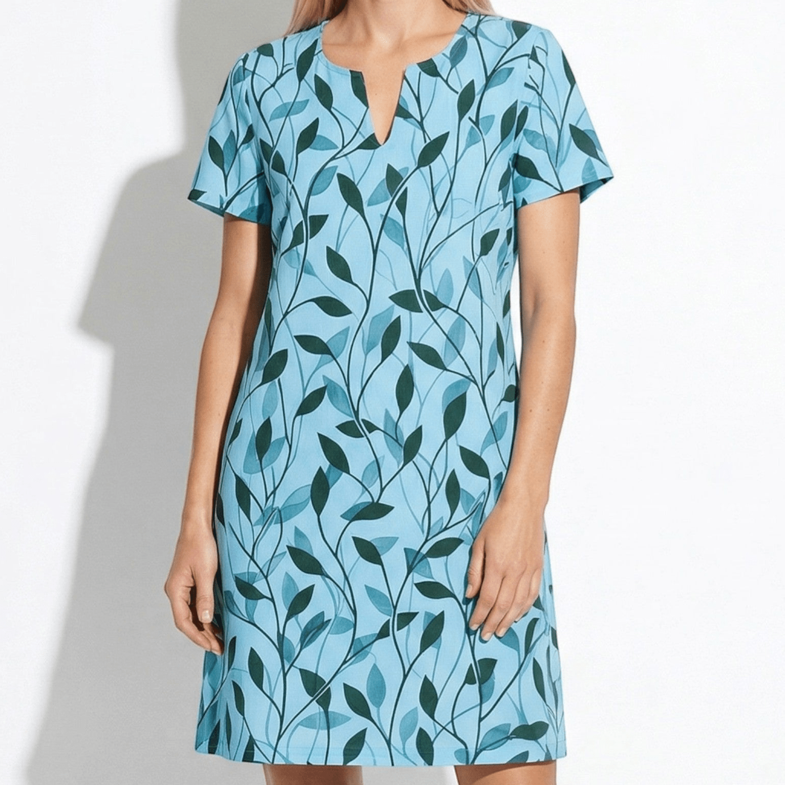 Isla - Women's Floral Print Short Sleeve Mini Dress - Dresses - Blue - Taylor & Bennett