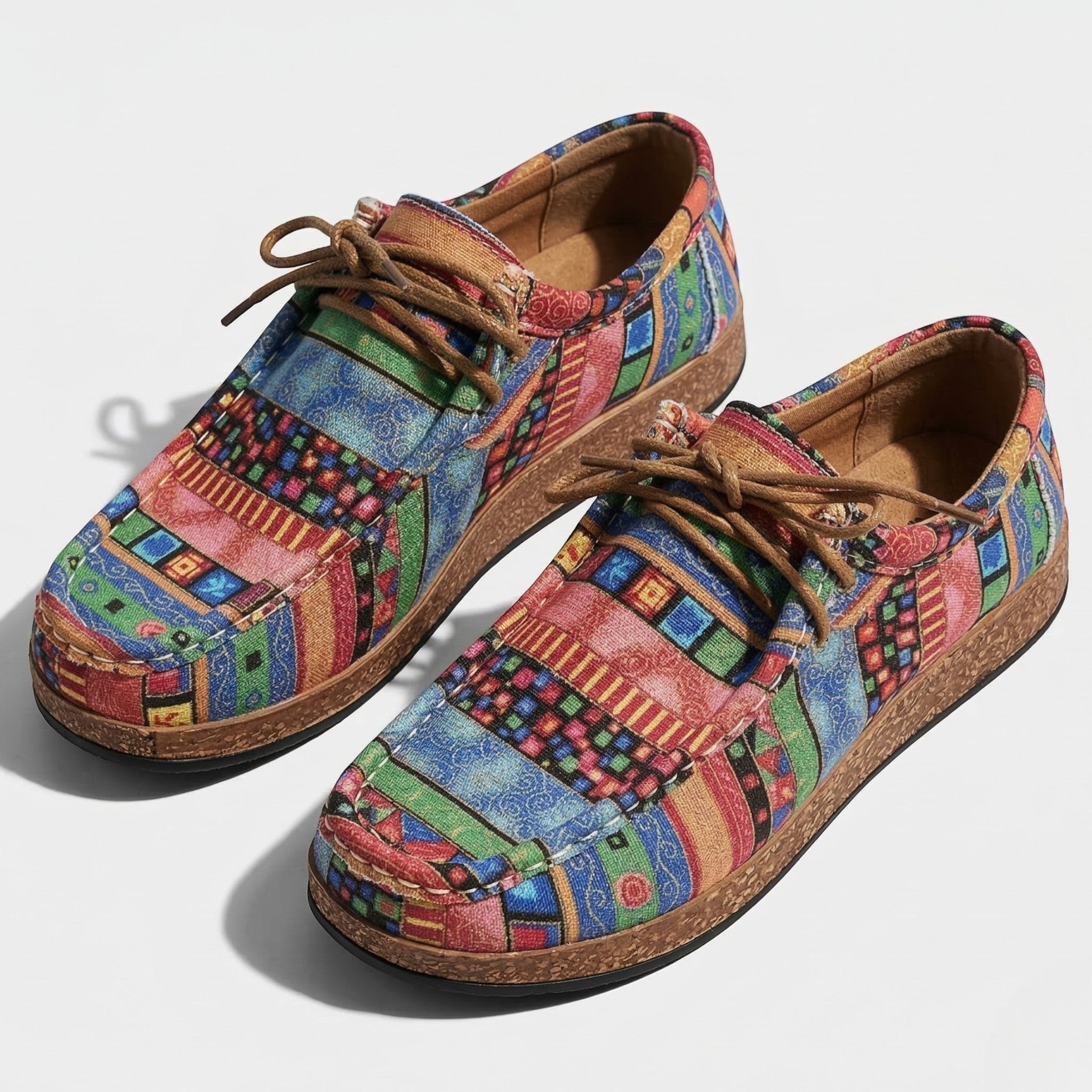 Isla - Women's Patterned Moccasins with Casual Lace - up Detail - Shoes - Green - Taylor & Bennett