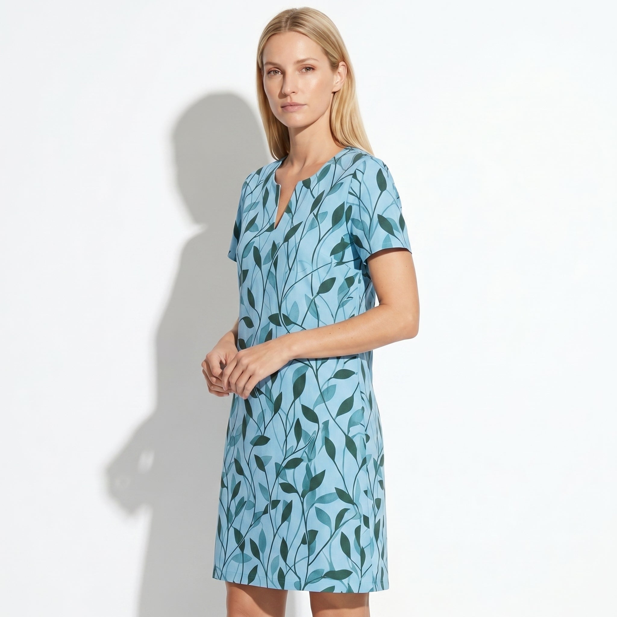 Isla - Women's Summer Print Short Sleeve Mini Dress - Dress - Blue - Taylor & Bennett