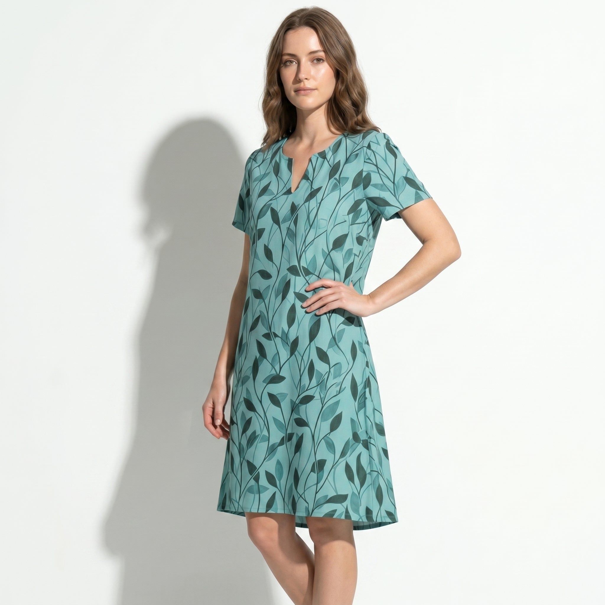Isla - Women's Summer Print Short Sleeve Mini Dress - Dress - Green - Taylor & Bennett