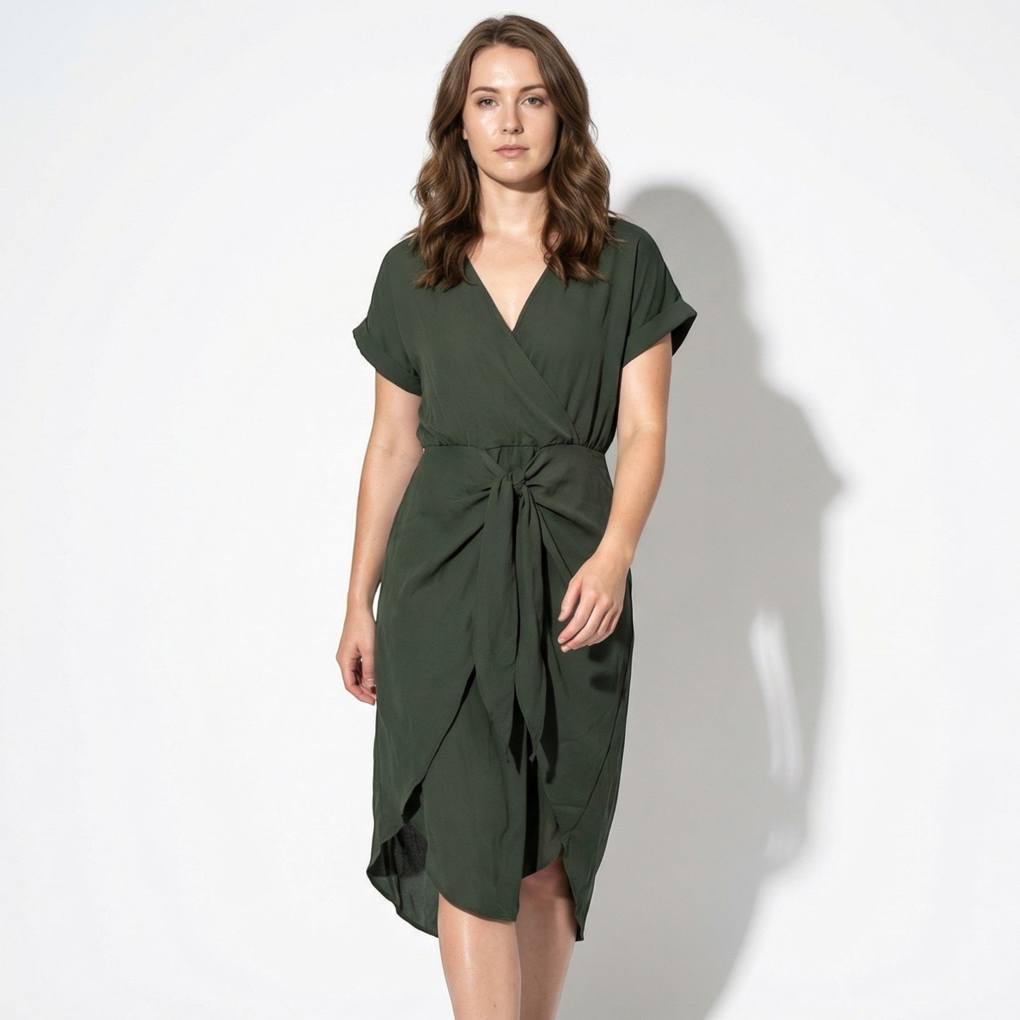 Jacky - Women's Casual Wrap Midi Dress - Midi Dresses - Green - Taylor & Bennett