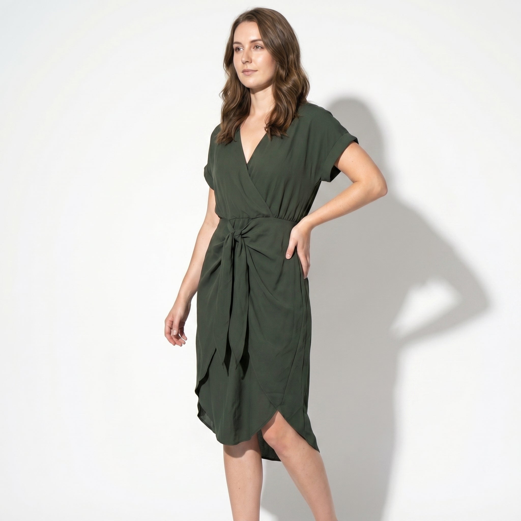 Jacky - Women's Casual Wrap Midi Dress - Midi Dresses - Green - Taylor & Bennett