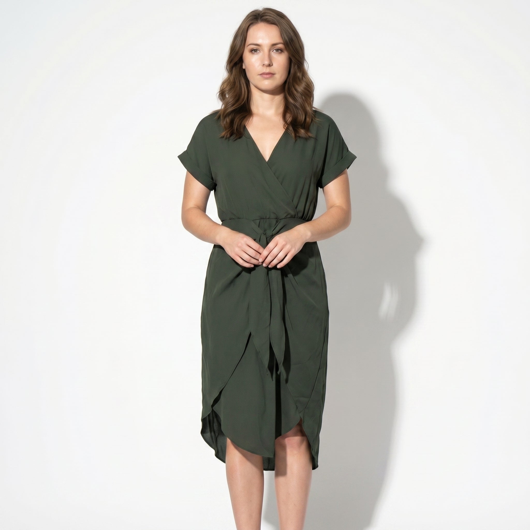 Jacky - Women's Casual Wrap Midi Dress - Midi Dresses - Green - Taylor & Bennett