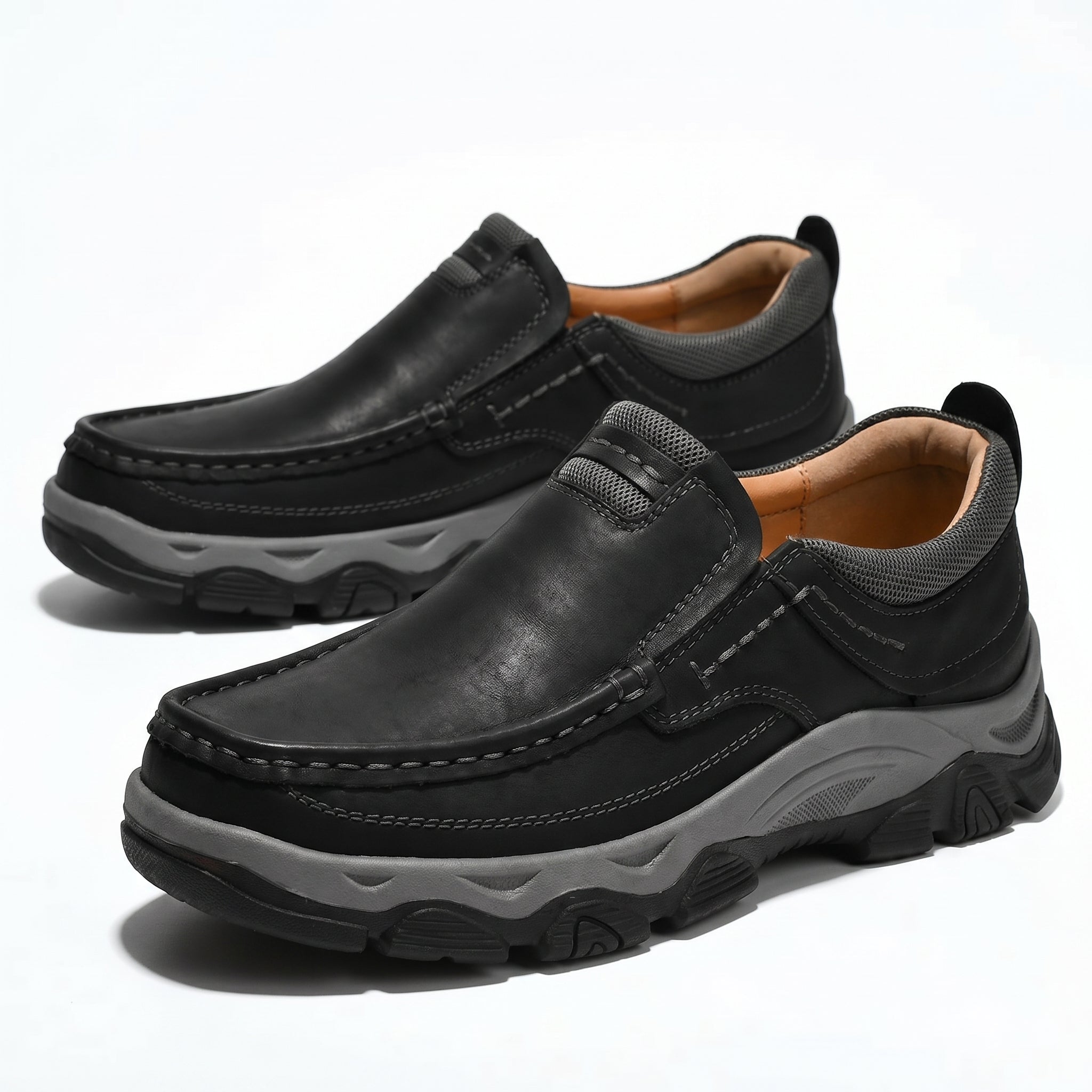 Jacob - Men's Rugged Slip - On Loafers - Loafers - Black - Taylor & Bennett