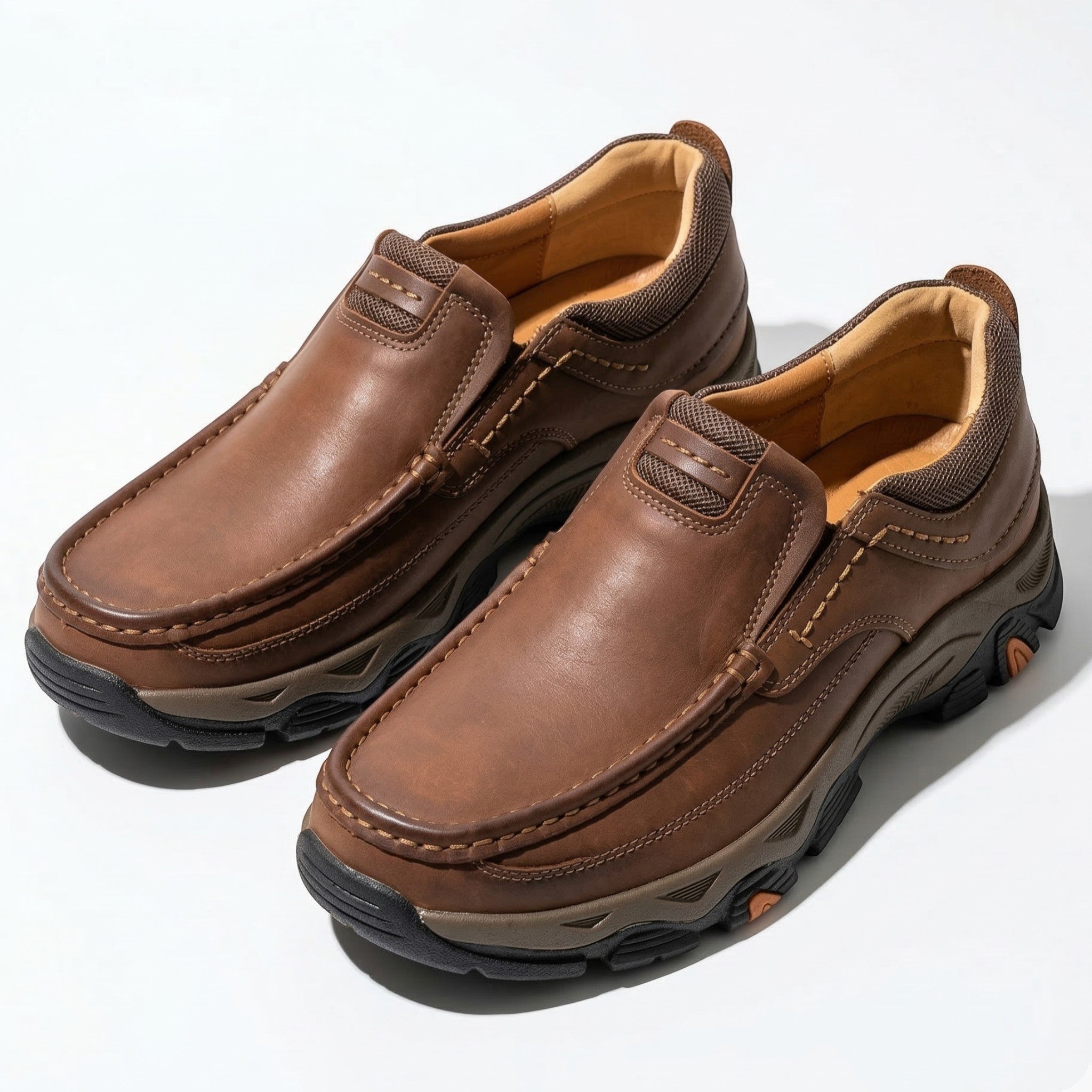 Jacob - Men's Rugged Slip - On Loafers with Cushioned Sole - Loafers - Brown - Taylor & Bennett