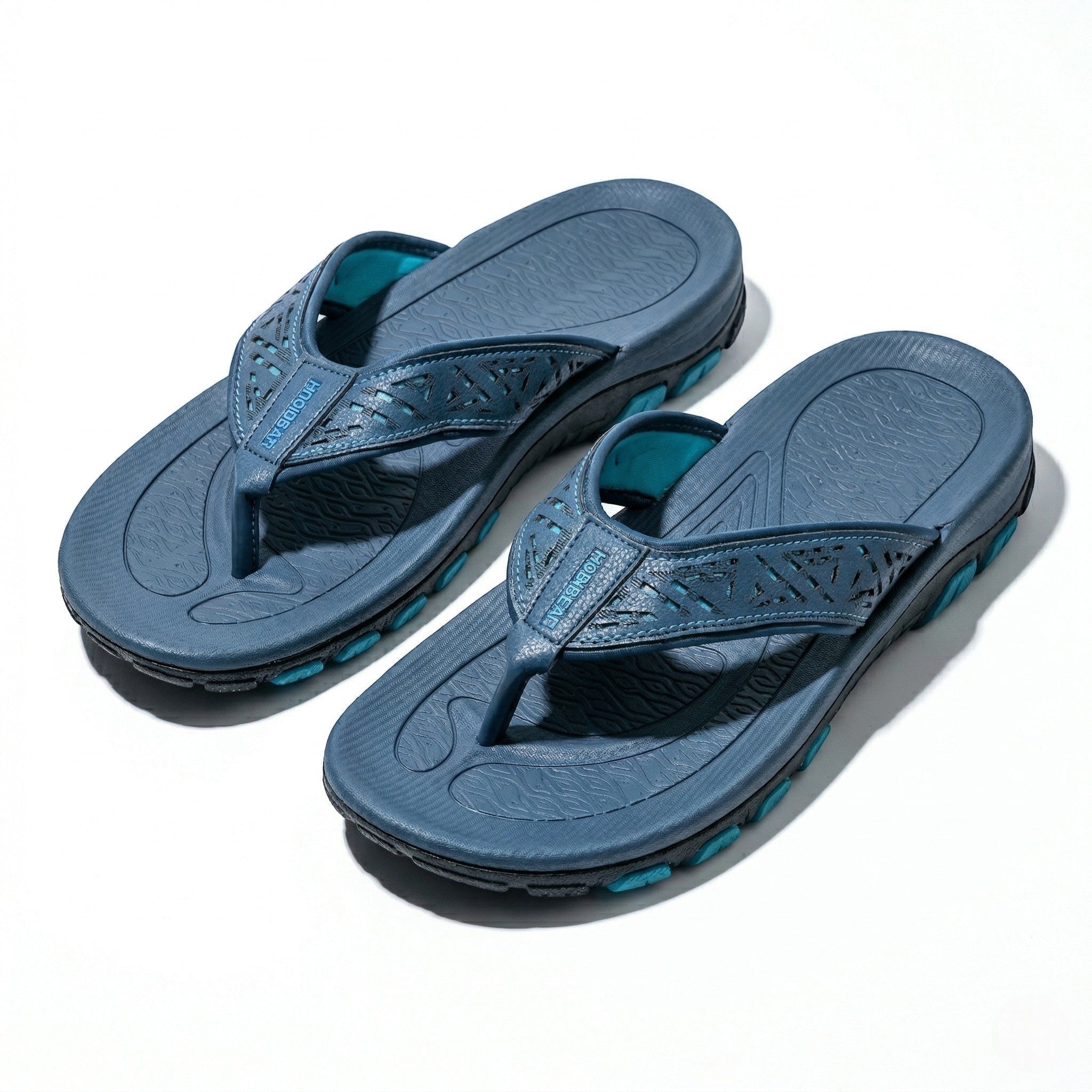 James - Men's Arch Flip Flops - Slippers - Blue - Taylor & Bennett