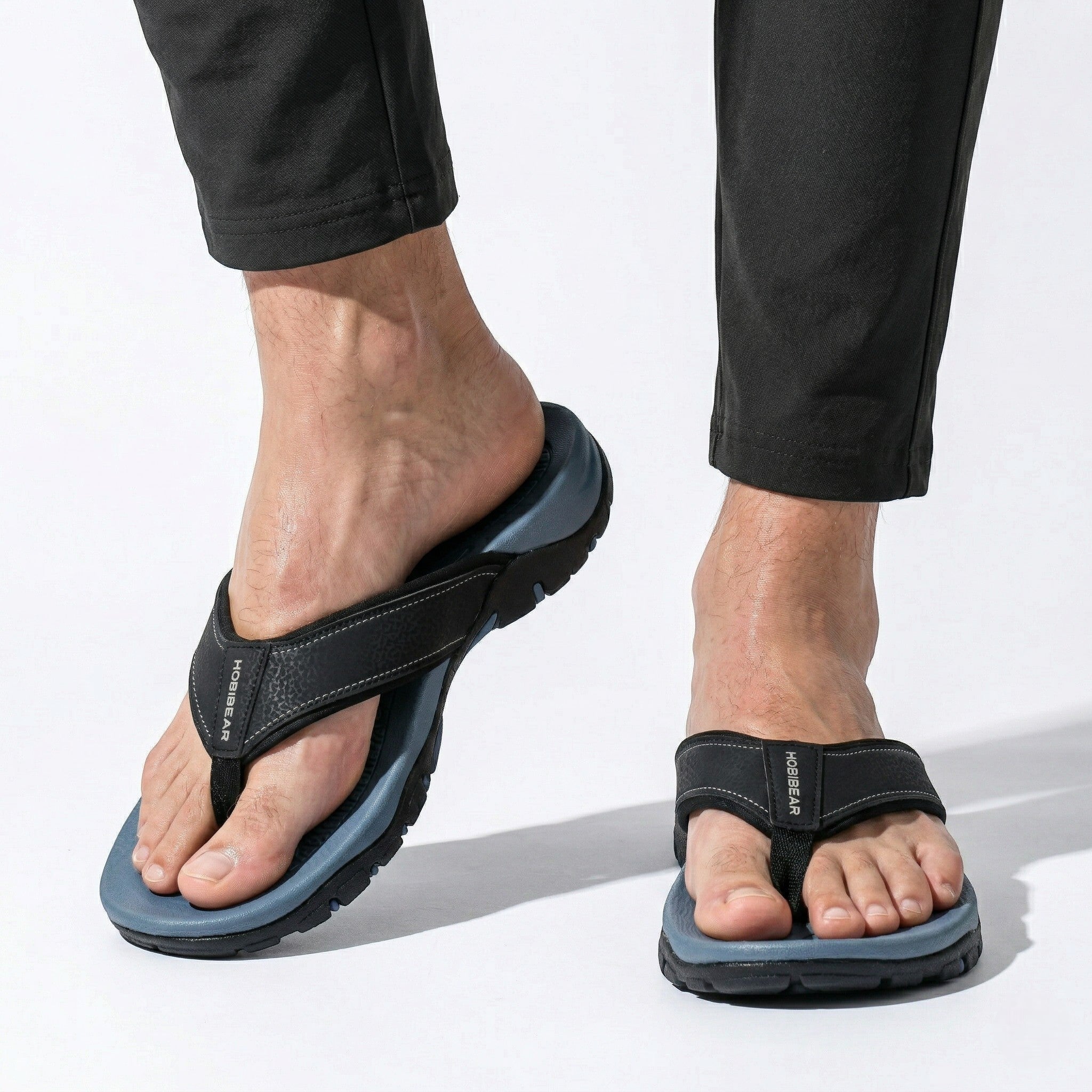 James - Men's Arch Flip Flops - Slippers - Black - Taylor & Bennett