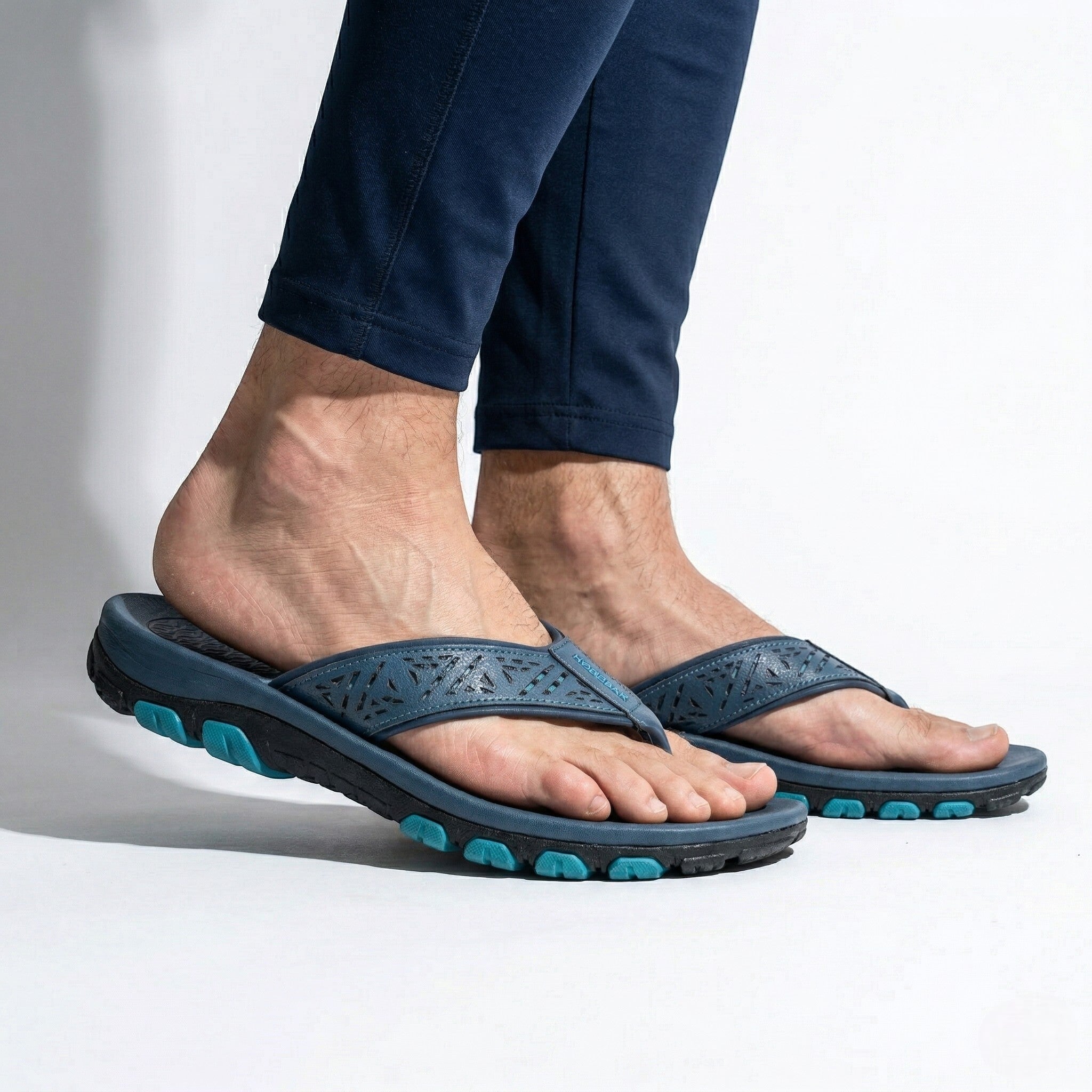 James - Men's Arch Flip Flops - Slippers - Blue - Taylor & Bennett