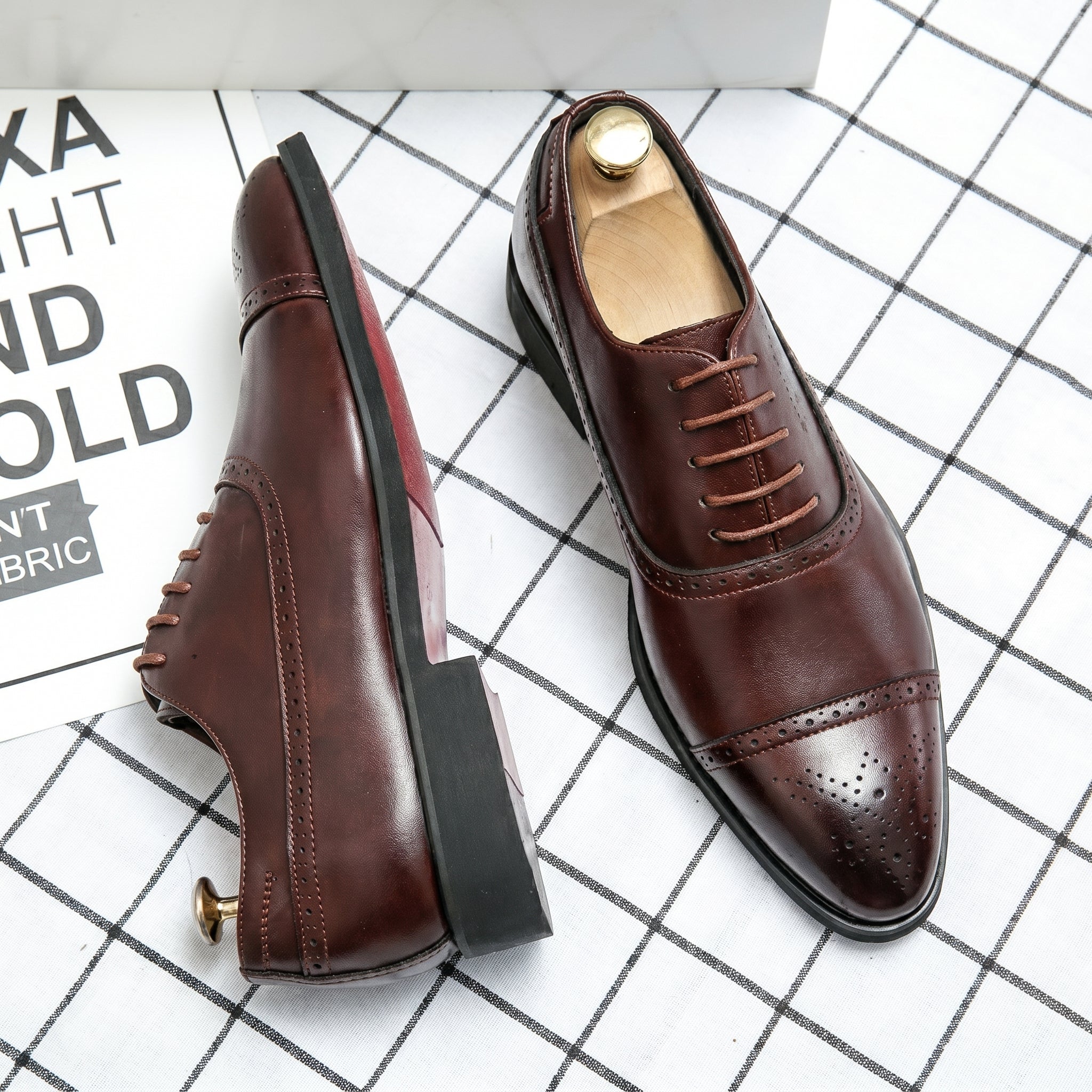 James - Men's Cap-Toe Brogue Oxford Shoes - Shoes - Brown - Taylor & Bennett