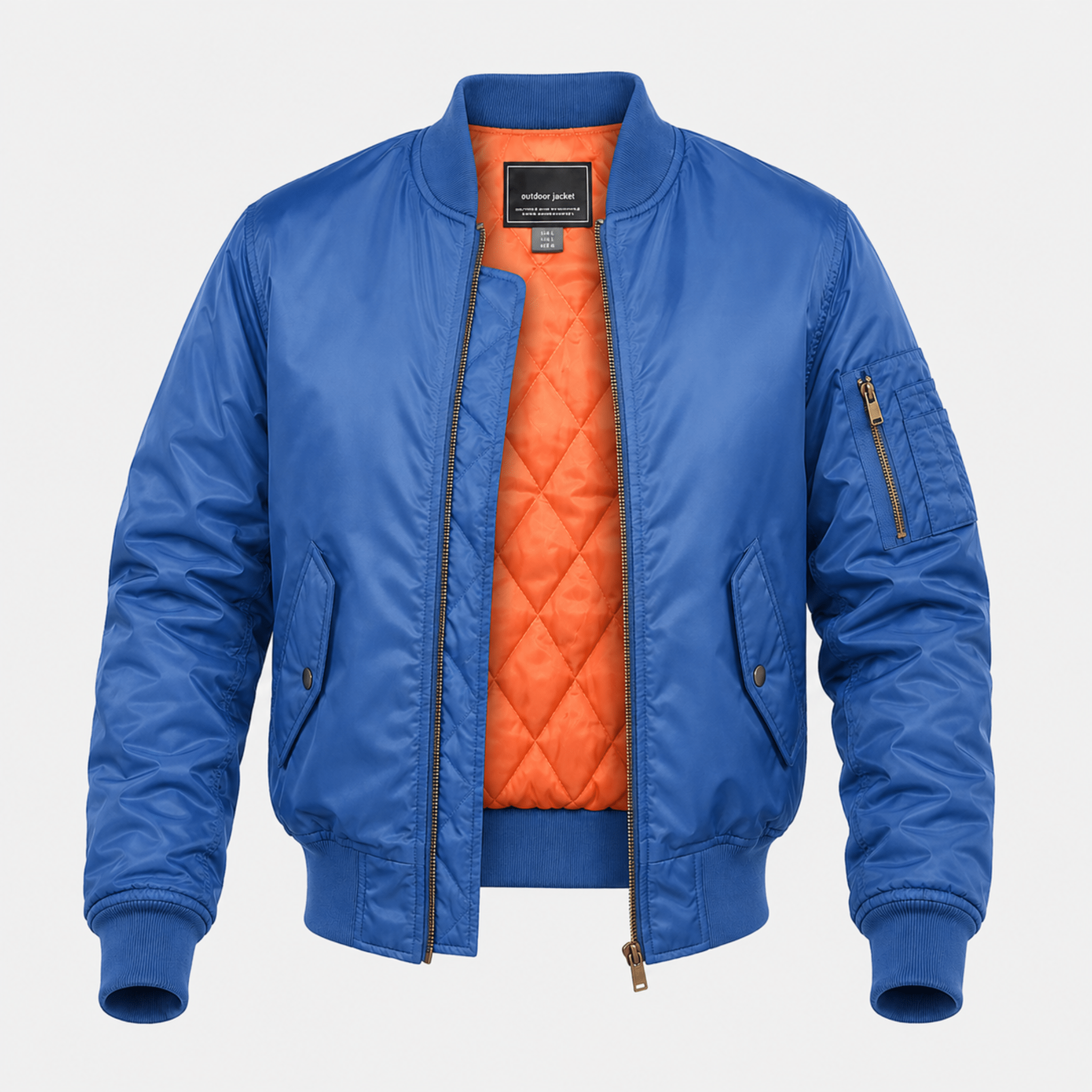 James - Men's MA-1 Style Bomber Jacket with Arm Pocket - Bomber Jackets - Blue - Taylor & Bennett