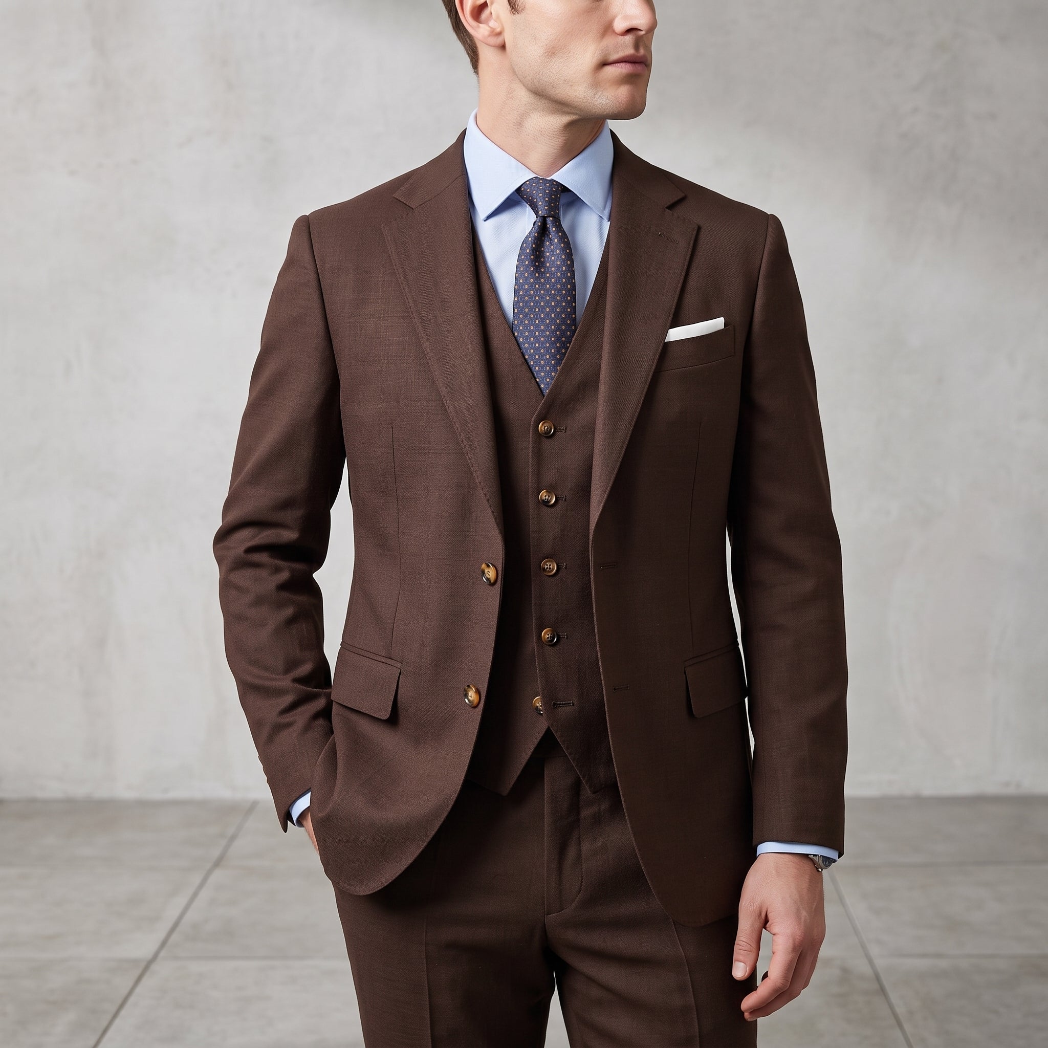James – Men's Notch Lapel Slim Fit Occasion Wedding Guest Suit - Suits - Brown - Taylor & Bennett