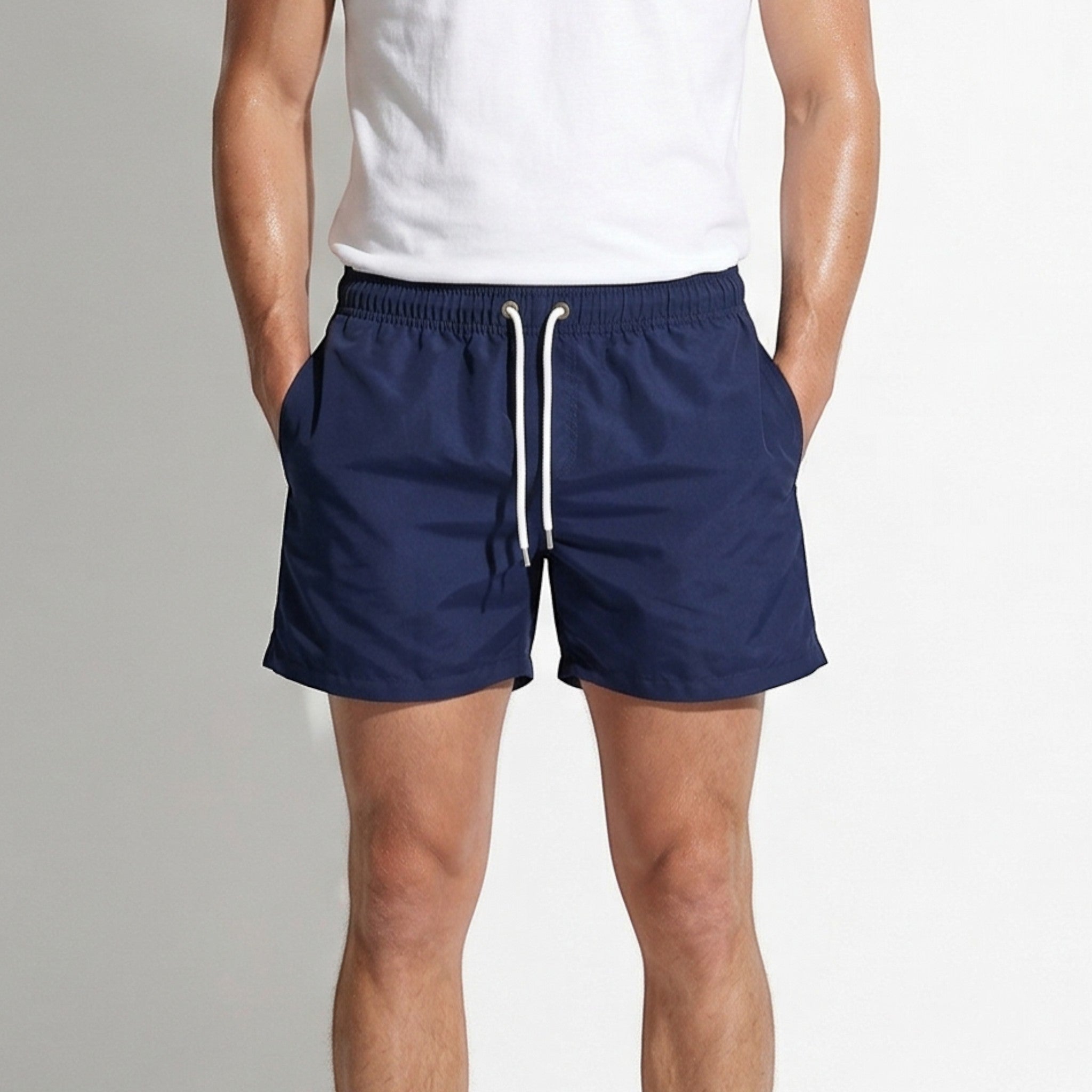 James - Men's Quick - Dry Swim Shorts with Adjustable Drawstring - Swimwear - Navy Blue - Taylor & Bennett