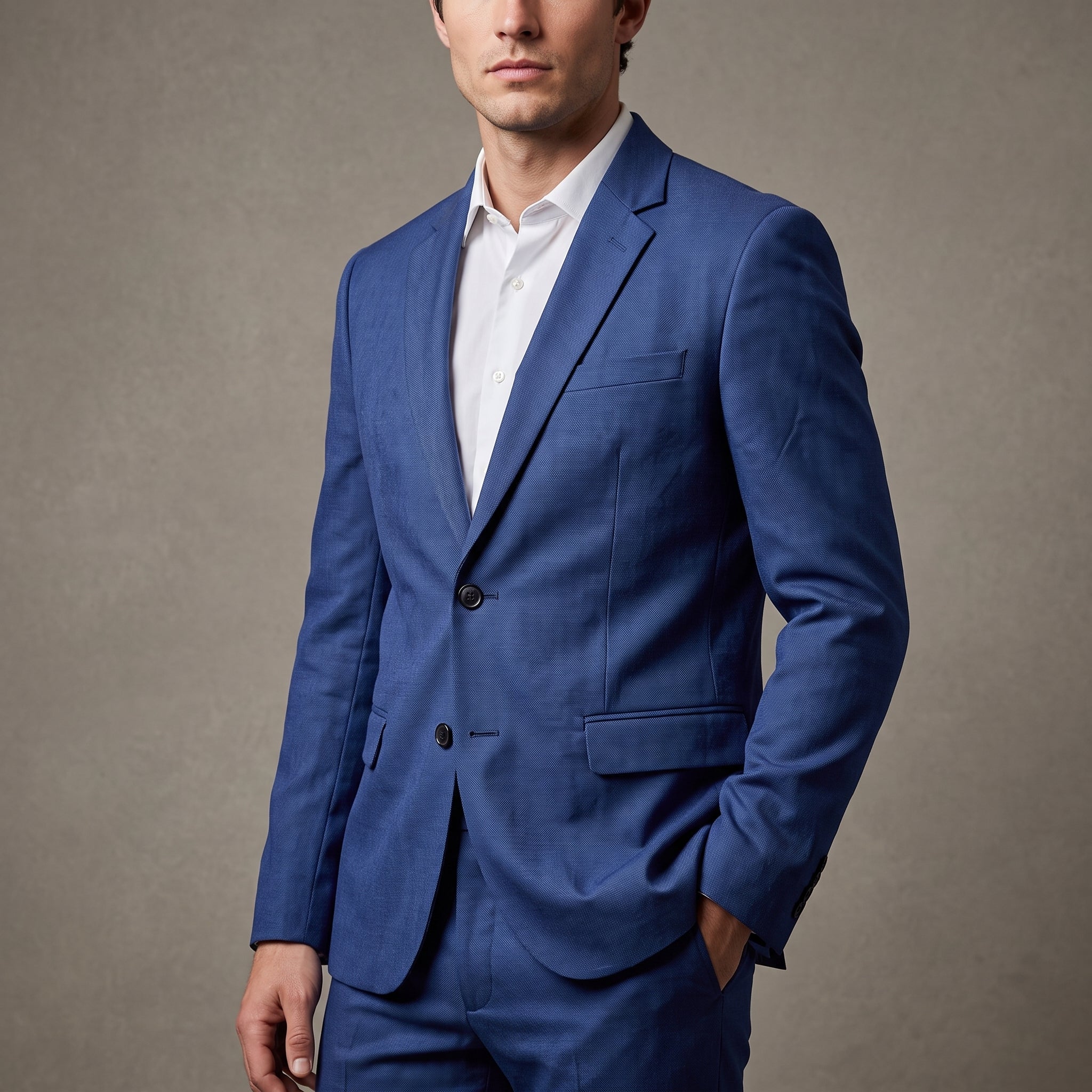 James - Men's Relaxed Fit Notch Lapel Two-Piece Wedding Guest Suit - Men Suits - Blue - Taylor & Bennett