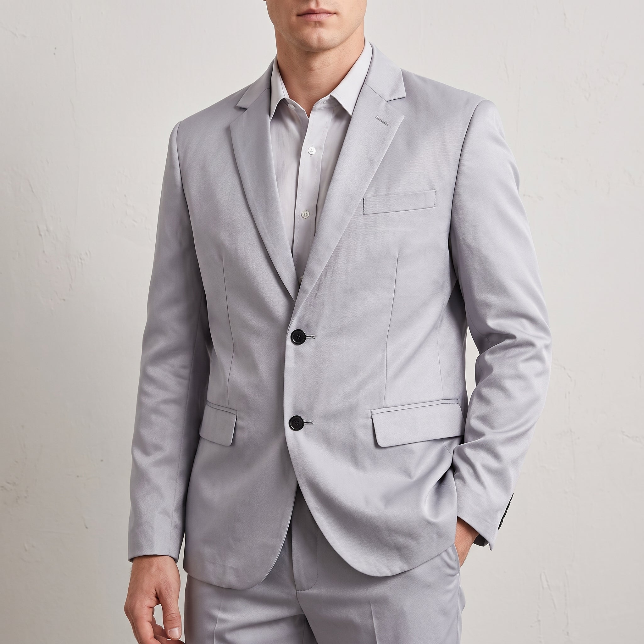 James - Men's Relaxed Fit Notch Lapel Two-Piece Wedding Guest Suit - Men Suits - Grey - Taylor & Bennett