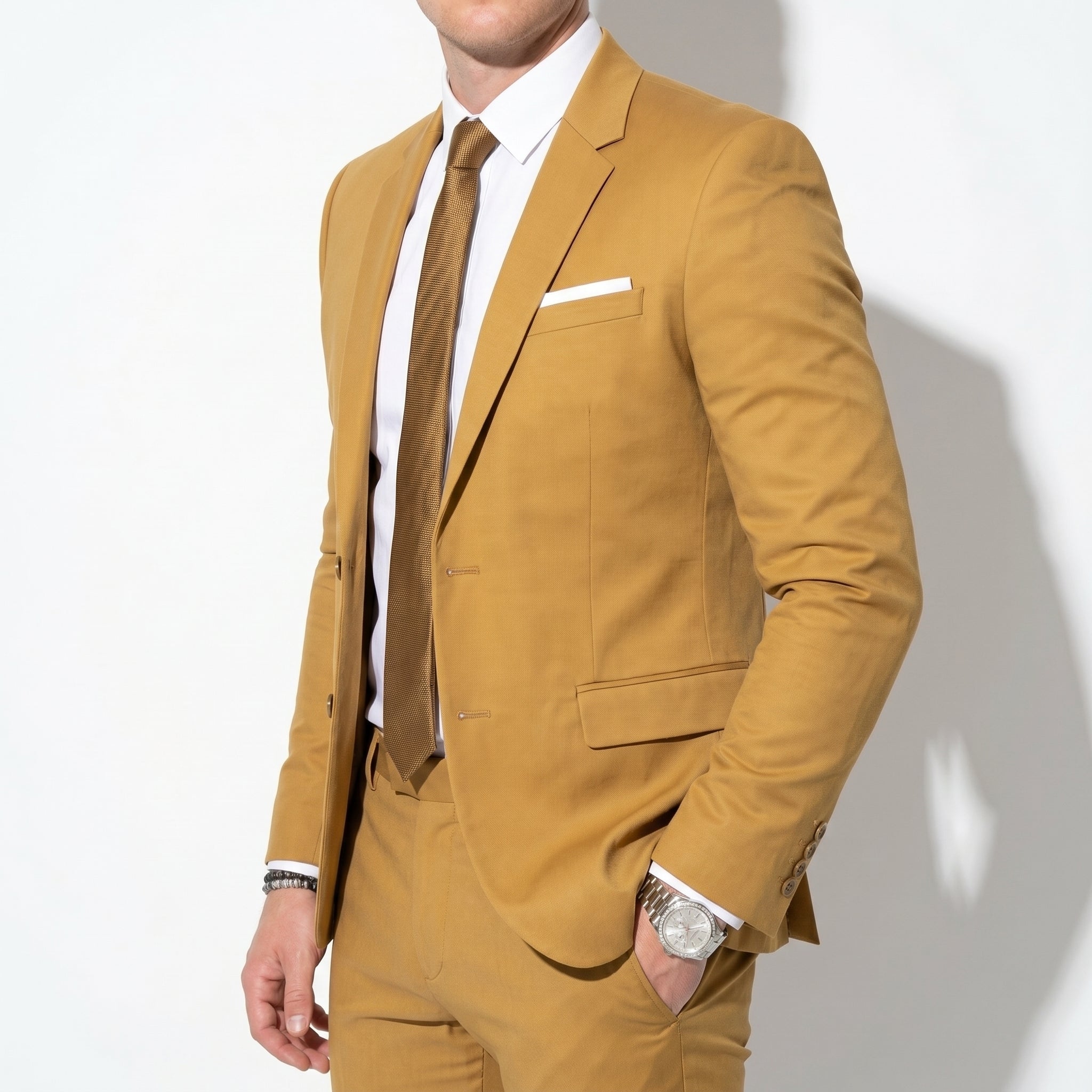 James - Men's Slim Fit Wedding Suit - Men's suit - Beige - Taylor & Bennett