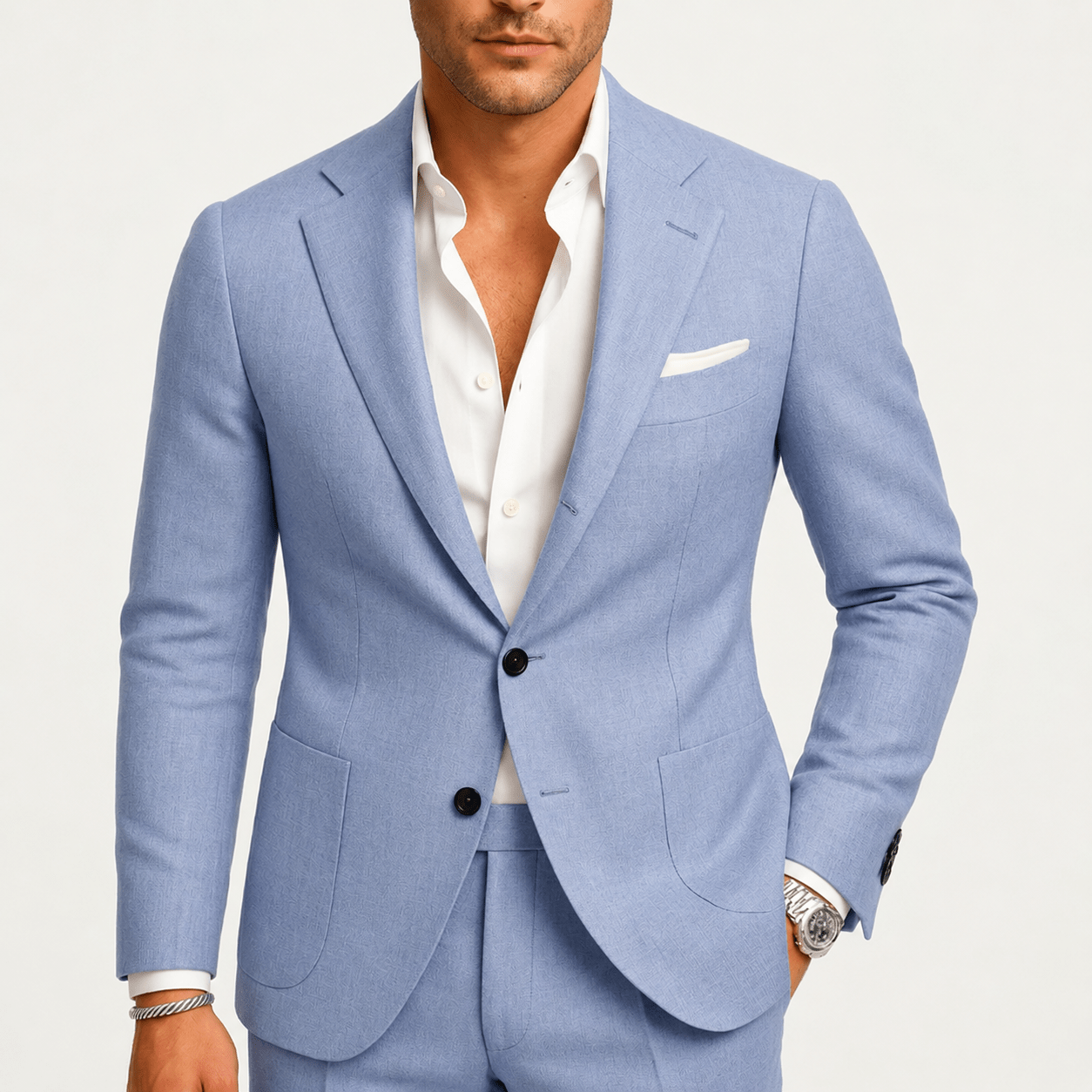 James - Men's Two-Piece Wedding Suit with Notch Lapel - Men Suits - Blue - Taylor & Bennett