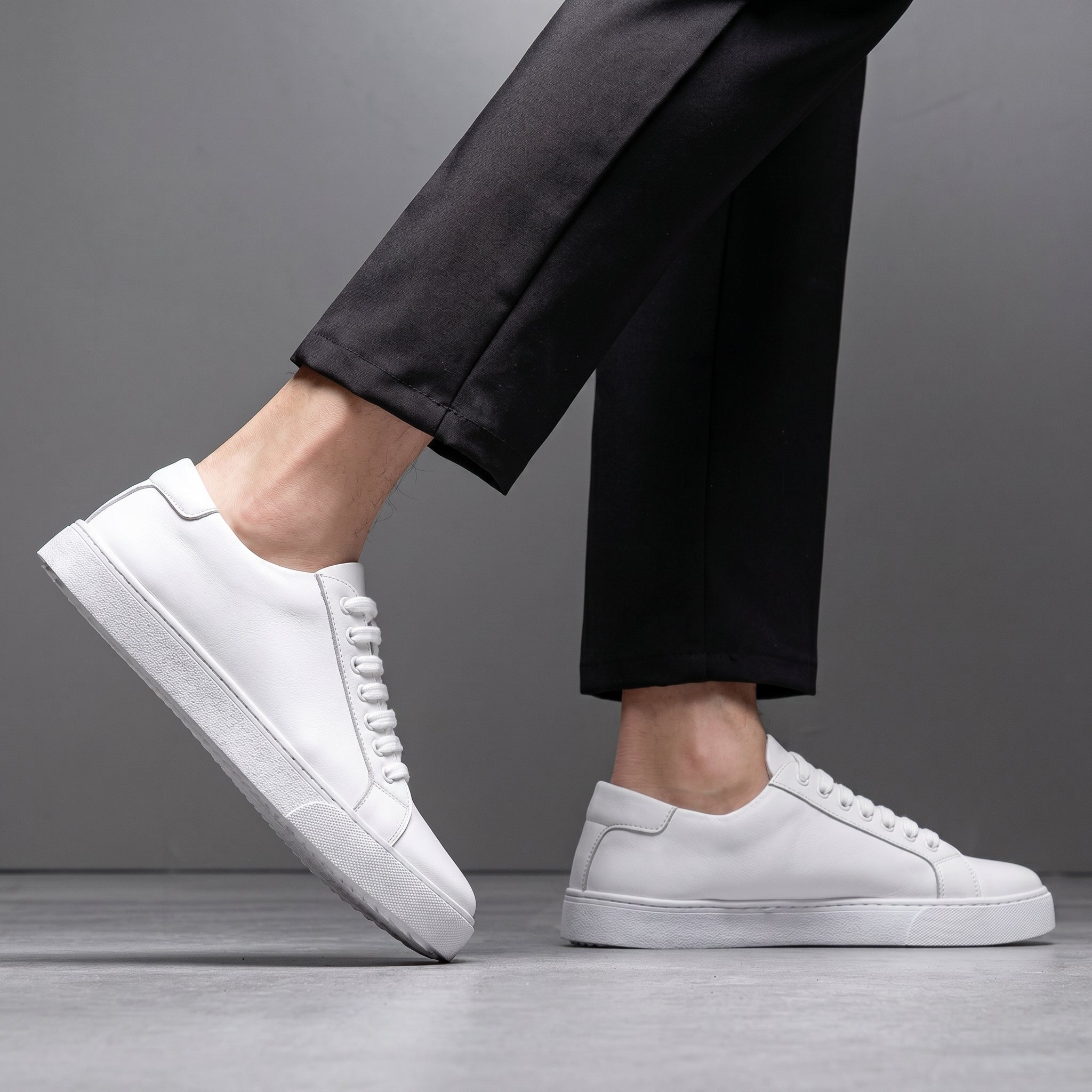 Jonas - Men's Classic Minimalist Low-Top Trainers - Shoes - White - Taylor & Bennett