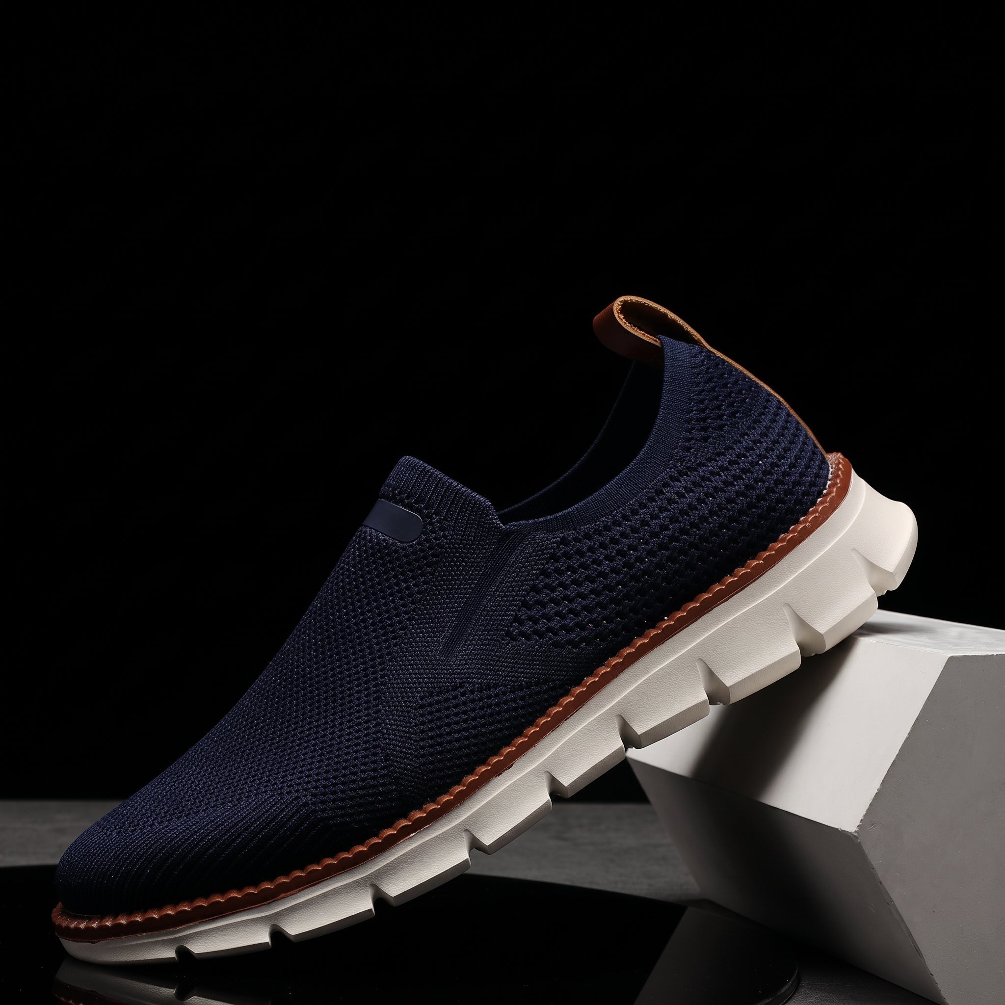 Jonas - Men's Orthopaedic Cushioned Sole Mesh Slip-On Trainers - Trainers - Blue - Taylor & Bennett
