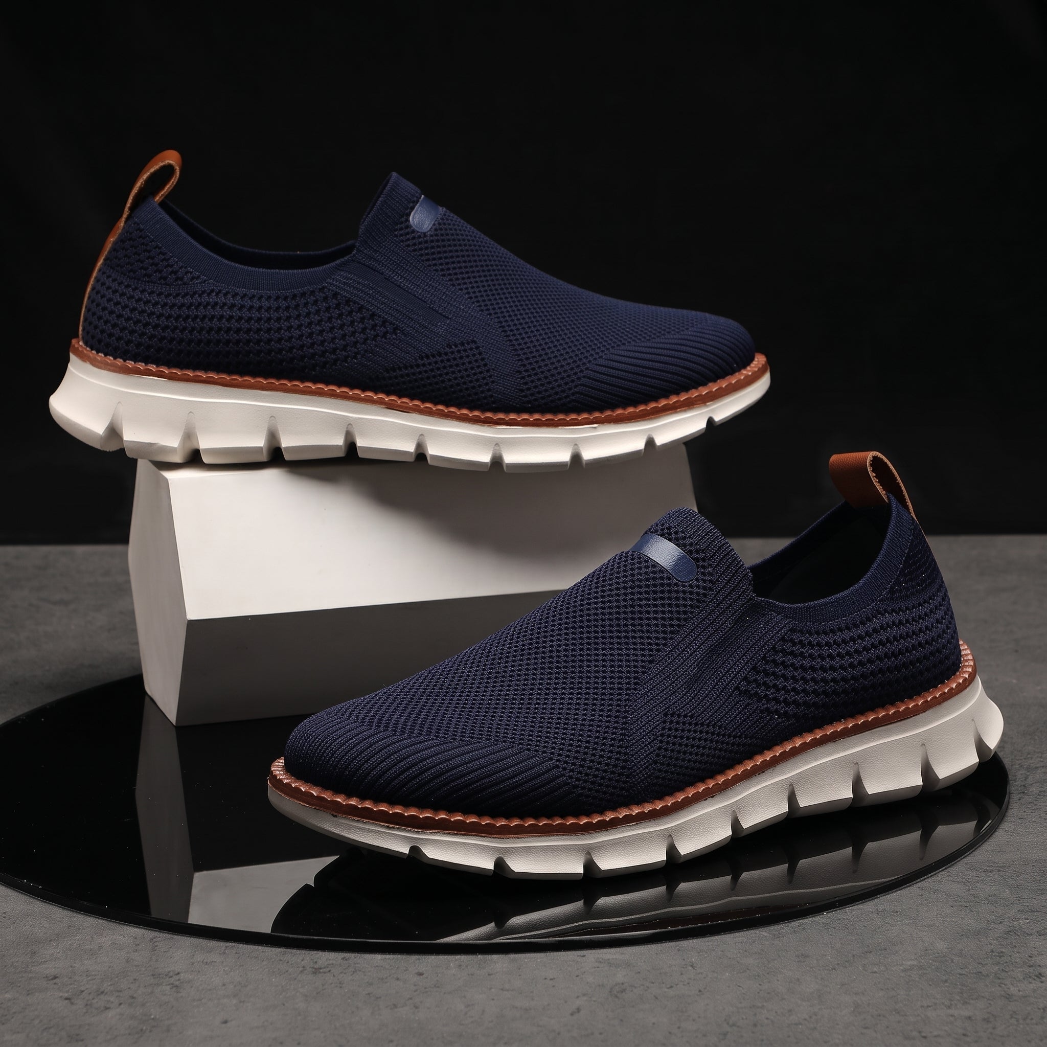 Jonas - Men's Orthopaedic Cushioned Sole Mesh Slip-On Trainers - Trainers - Blue - Taylor & Bennett