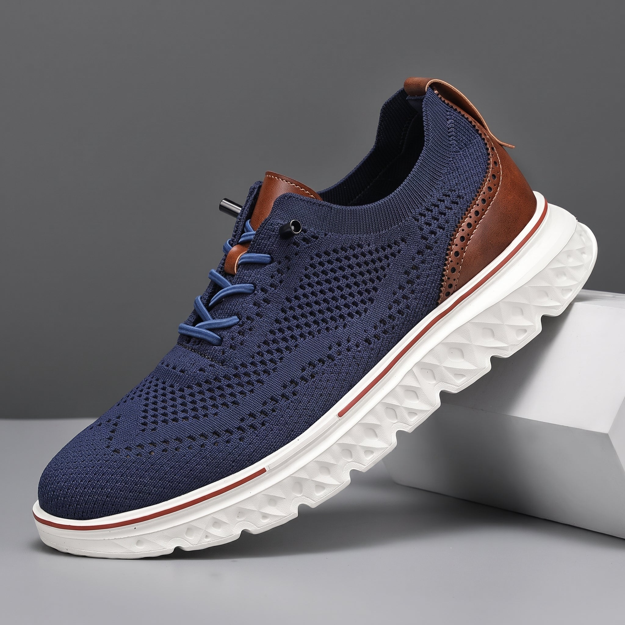 Jonas - Men's Orthopaedic Lightweight Mesh Trainers - Trainers - Blue - Taylor & Bennett