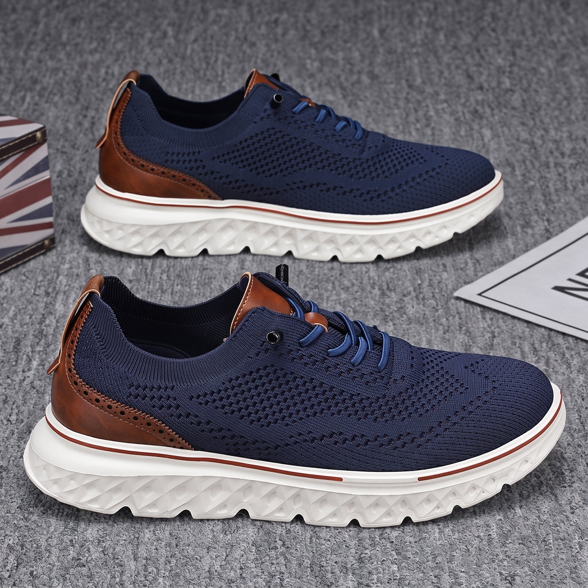 Jonas - Men's Orthopaedic Lightweight Mesh Trainers - Trainers - Blue - Taylor & Bennett