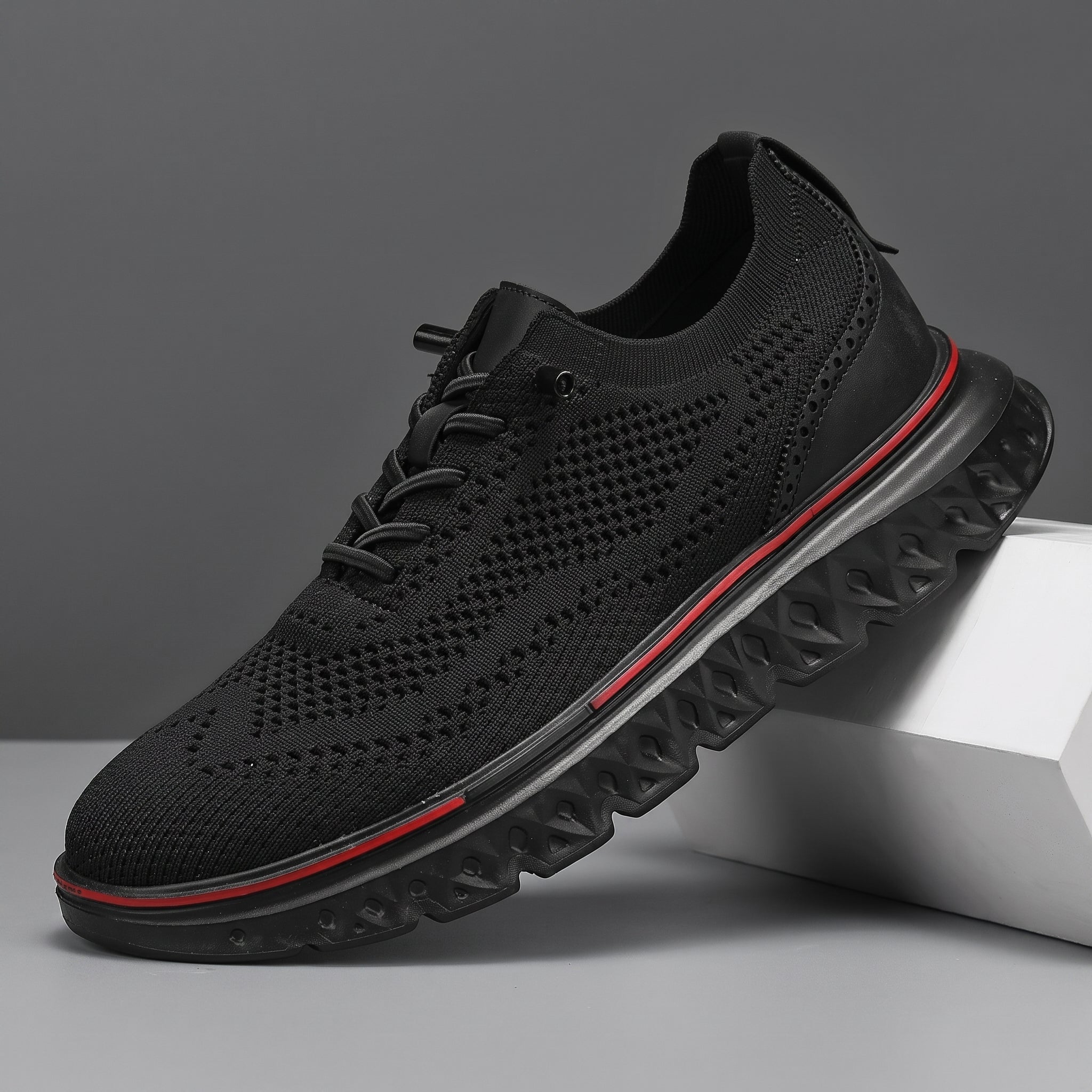 Jonas - Men's Orthopaedic Lightweight Mesh Trainers - Trainers - Black - Taylor & Bennett