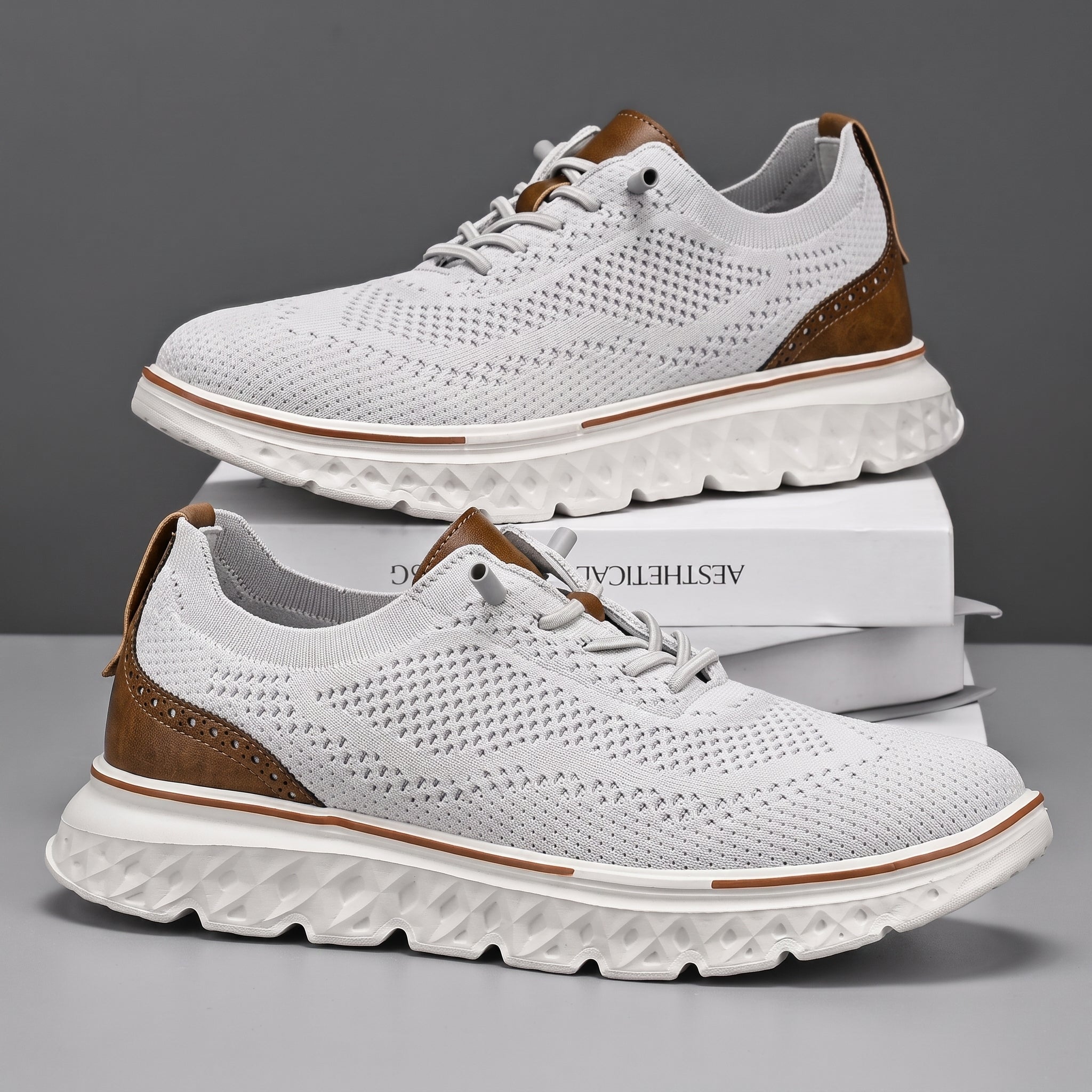 Jonas - Men's Orthopaedic Lightweight Mesh Trainers - Trainers - White - Taylor & Bennett