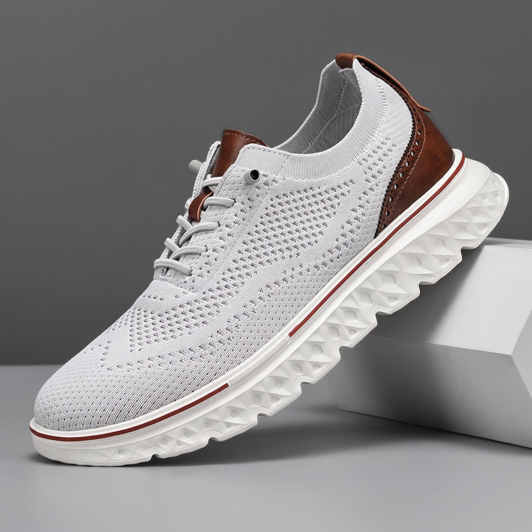 Jonas - Men's Orthopaedic Lightweight Mesh Trainers - Trainers - White - Taylor & Bennett