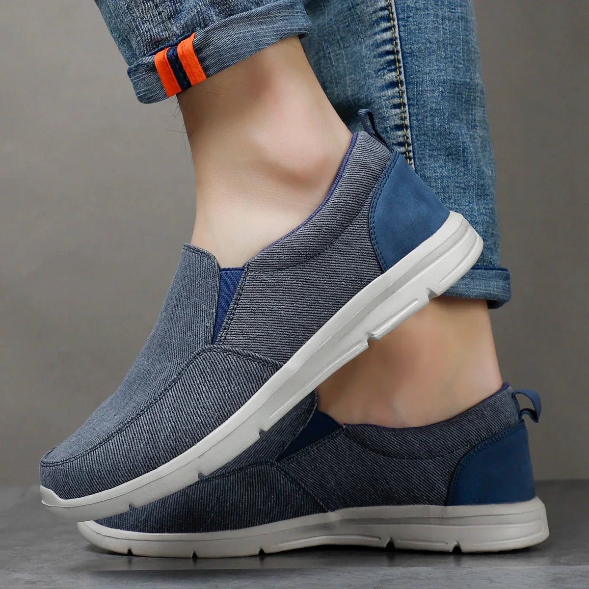 Jonas - Men's Orthopaedic Slip - On Trainers with Cushioned Sole - Trainers - Blue - Taylor & Bennett