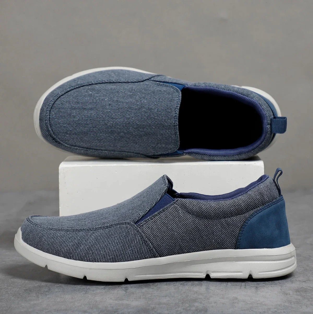 Jonas - Men's Orthopaedic Slip - On Trainers with Cushioned Sole - Trainers - Blue - Taylor & Bennett