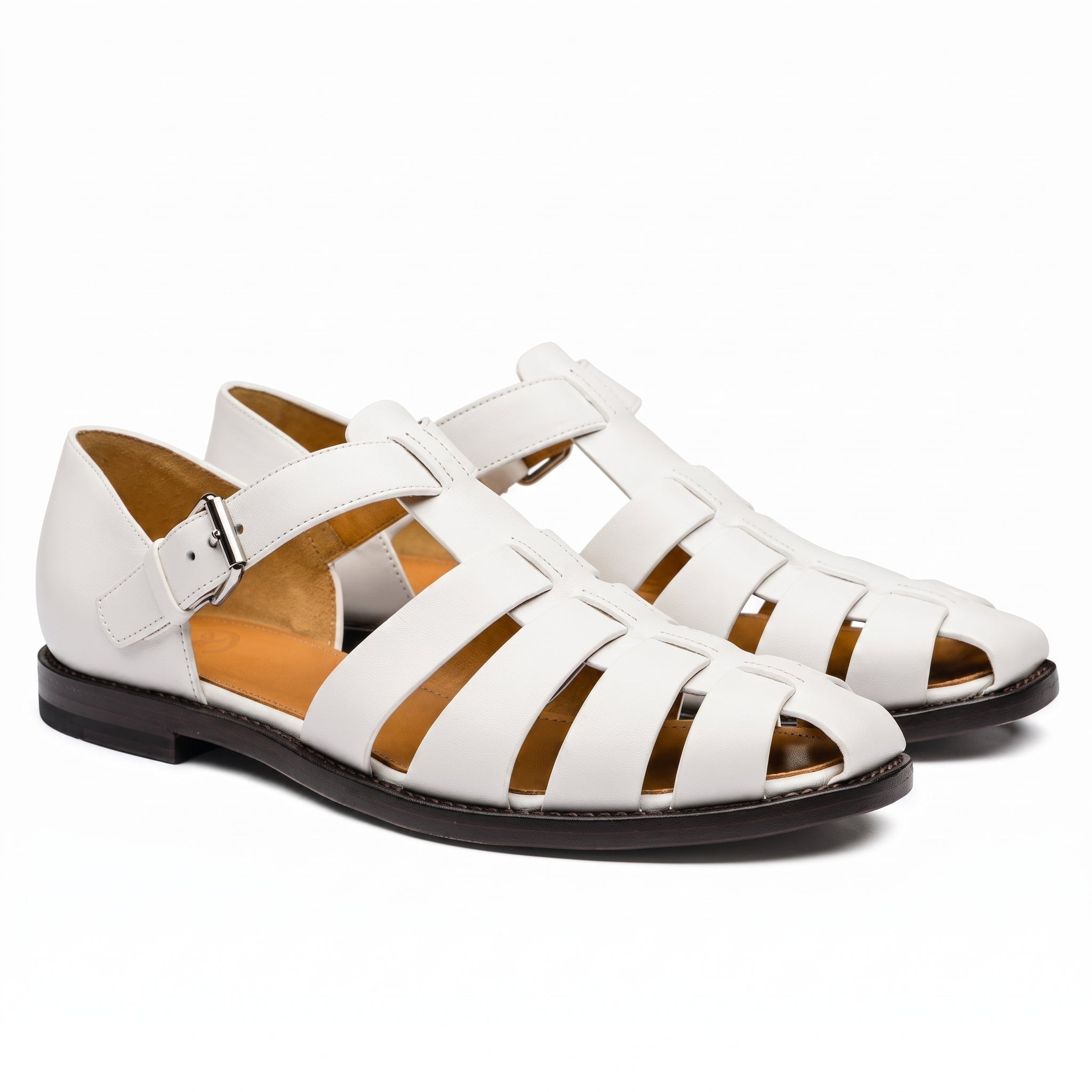 Jonas - Men's Summer Closed Toe Fisherman Sandals - Men Sandals - White - Taylor & Bennett
