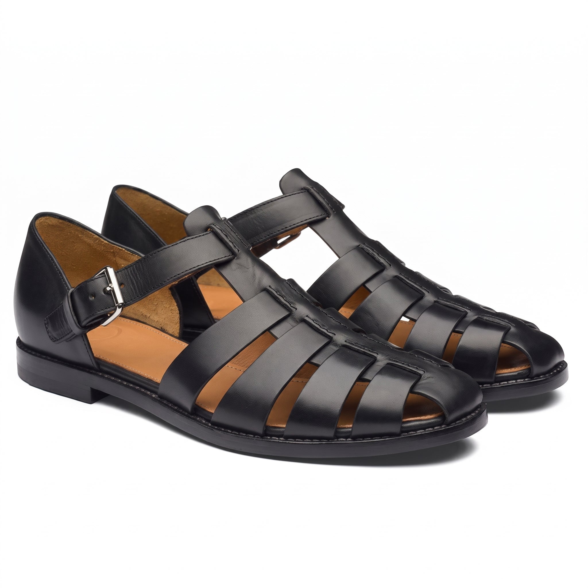 Jonas - Men's Summer Closed Toe Fisherman Sandals - Men Sandals - Black - Taylor & Bennett
