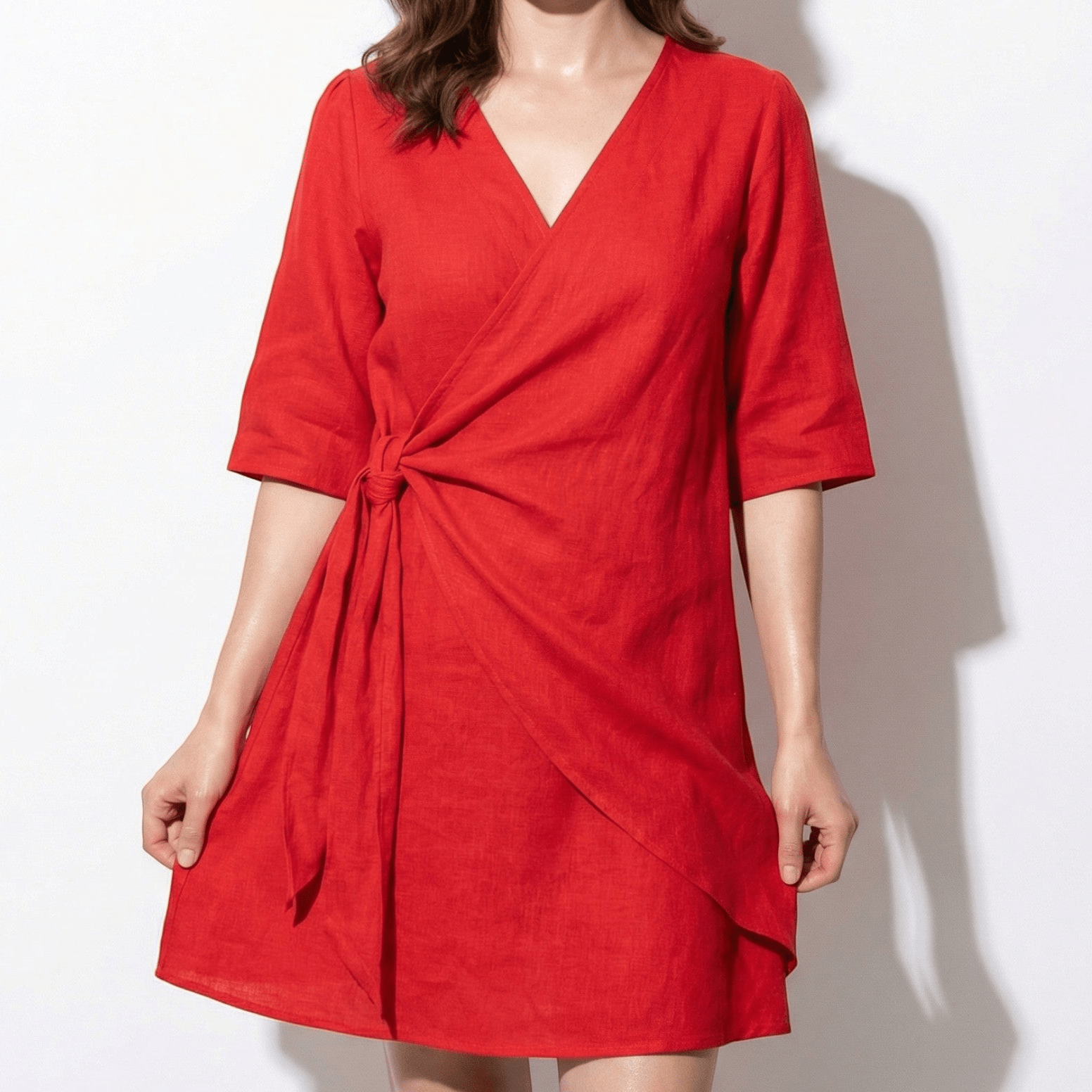 Kate - Women's Asymmetric Summer Mini Dress - Mini Dresses - Red - Taylor & Bennett