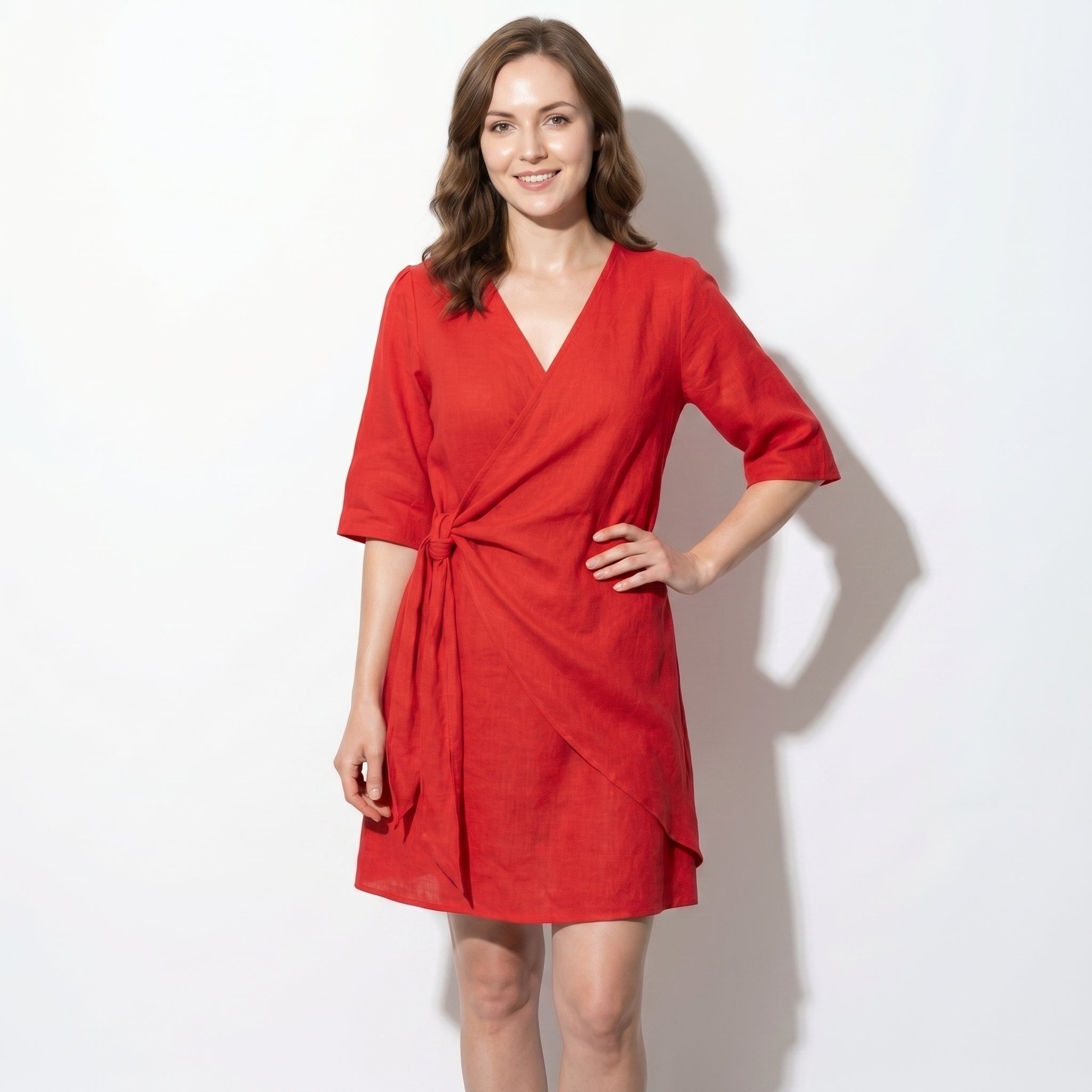 Kate - Women's Asymmetric Summer Mini Dress - Mini Dresses - Red - Taylor & Bennett
