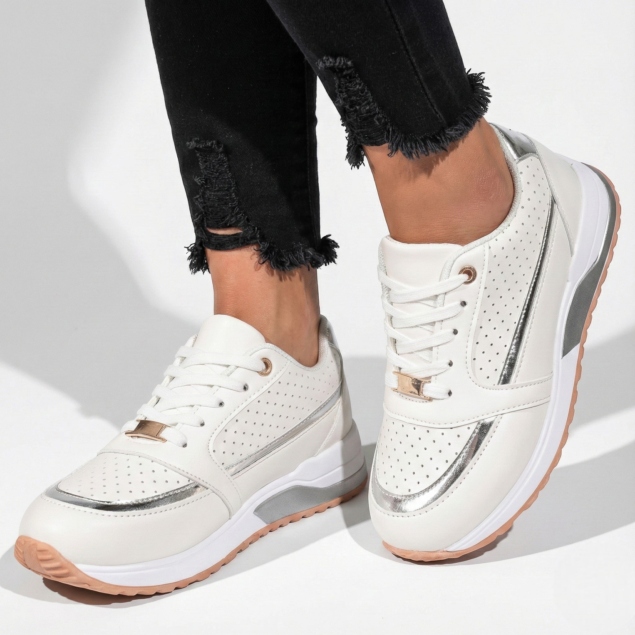 Katie - Women's Lightweight Breathable Walking Trainers - Trainers - White - Taylor & Bennett