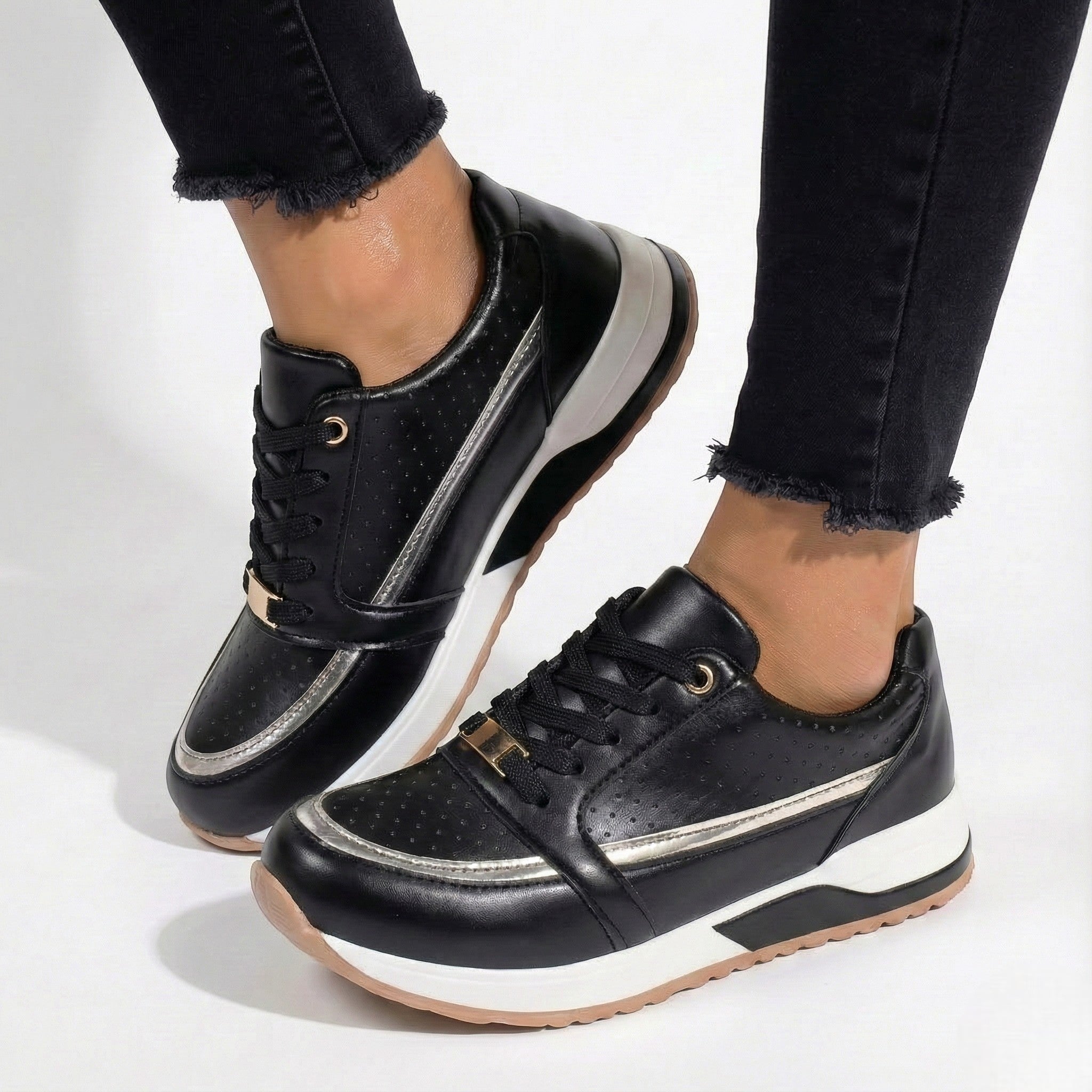 Katie - Women's Lightweight Breathable Walking Trainers - Trainers - Black - Taylor & Bennett