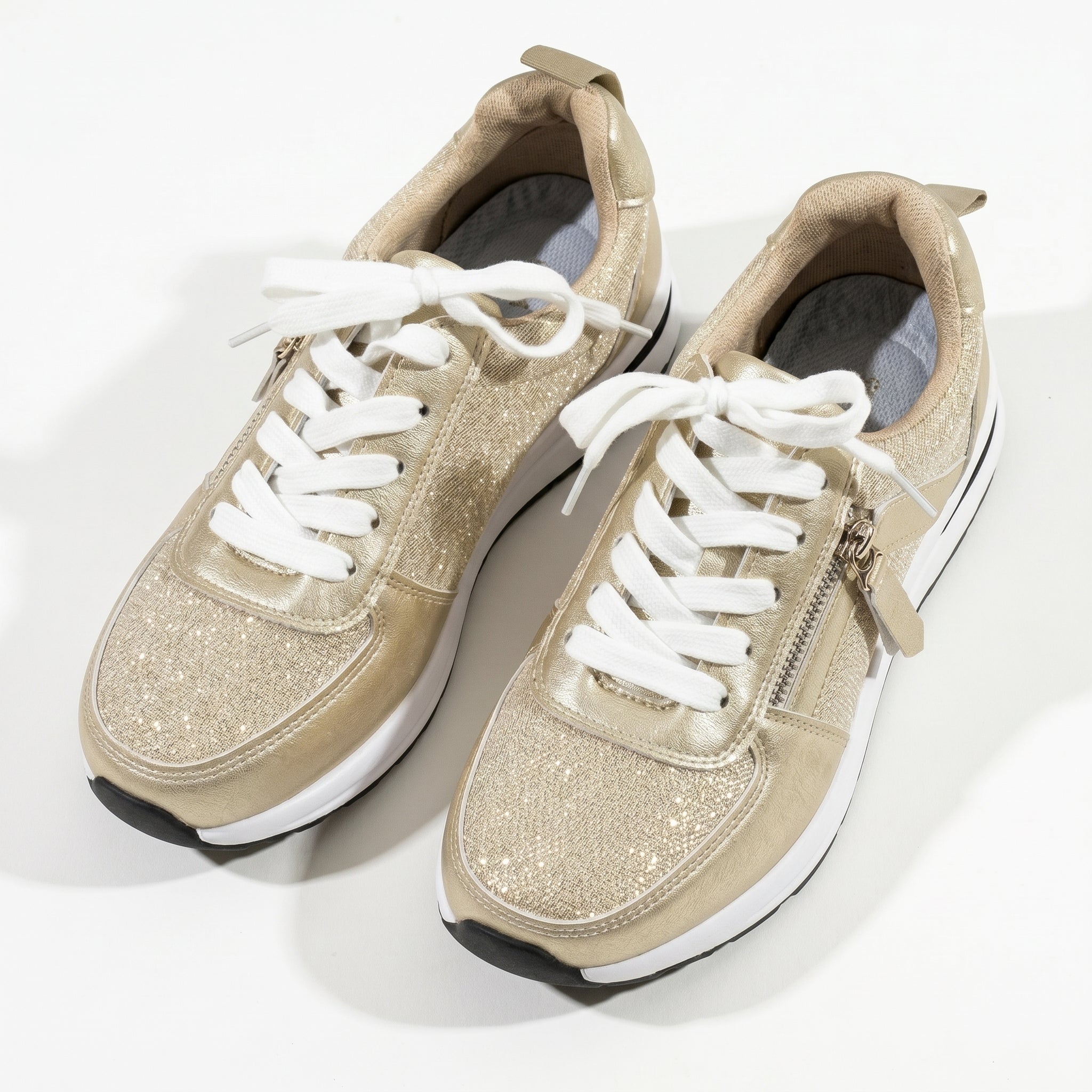 Lana – Women's Orthopaedic Zip Trainers - Trainers - Gold - Taylor & Bennett