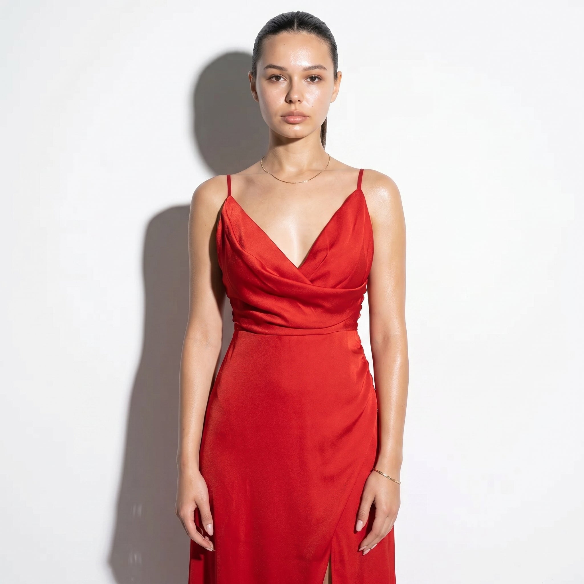 Lila - Women's High Slit Maxi Dress - Dresses - Red - Taylor & Bennett
