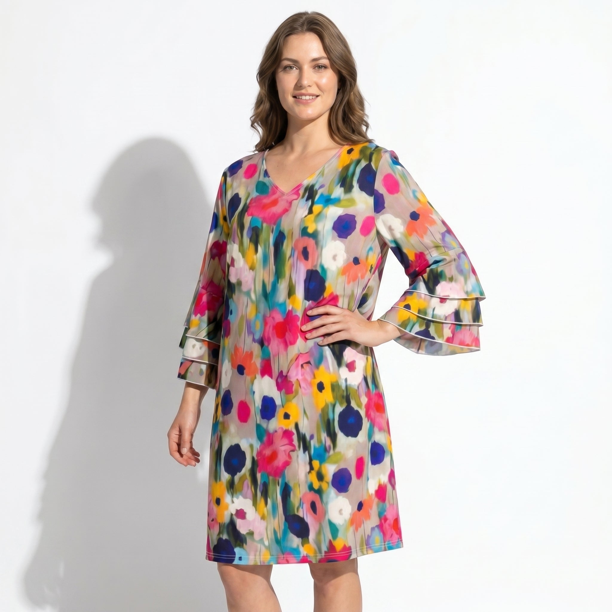 Lila - Women's Summer Floral Print Mini Dress - Mini Dress - Pink - Taylor & Bennett
