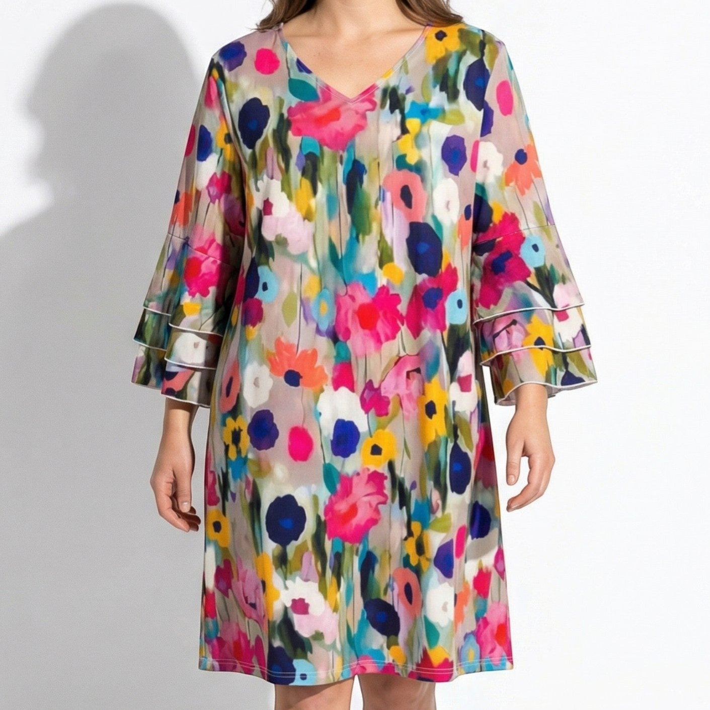 Lila - Women's Watercolour Floral Print Mini Dress - Mini Dress - Floral - Taylor & Bennett