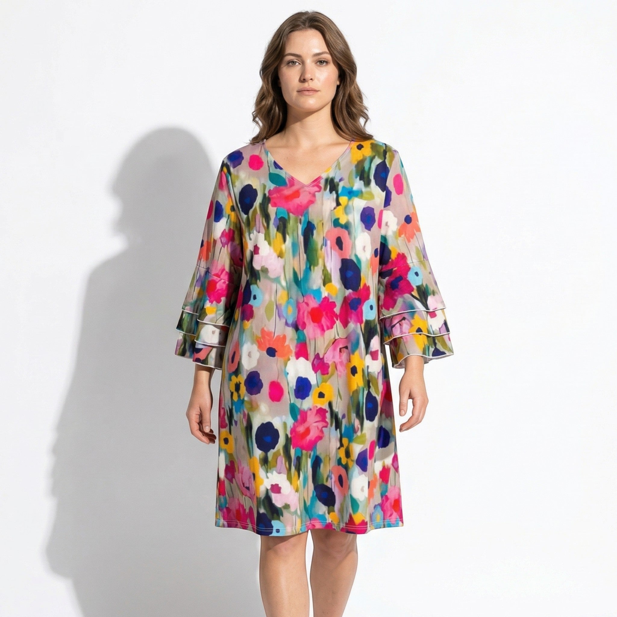 Lila - Women's Watercolour Floral Print Mini Dress - Mini Dress - Floral - Taylor & Bennett