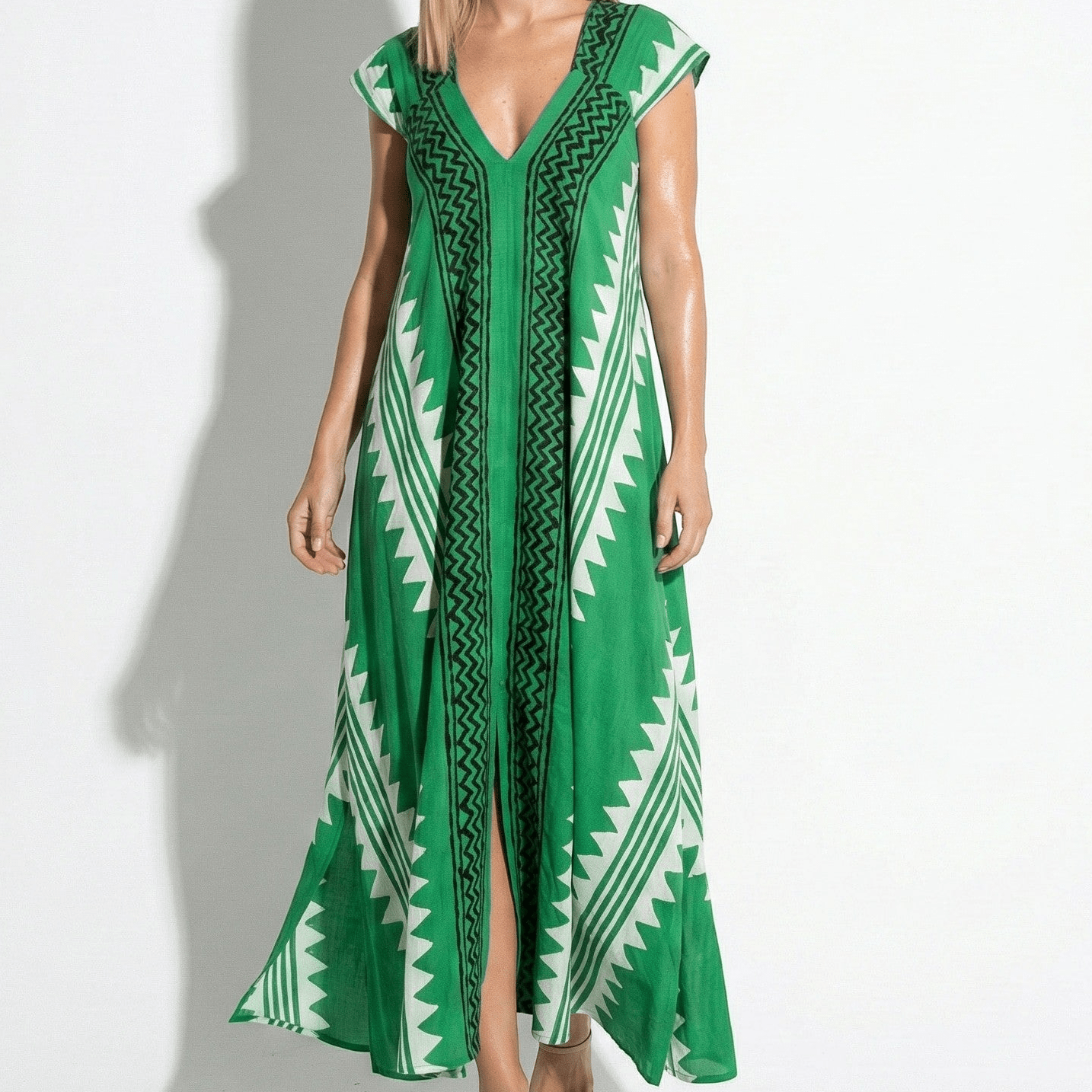 Lily - Women's A Line Printed Maxi Dress - Dresses - Green - Taylor & Bennett